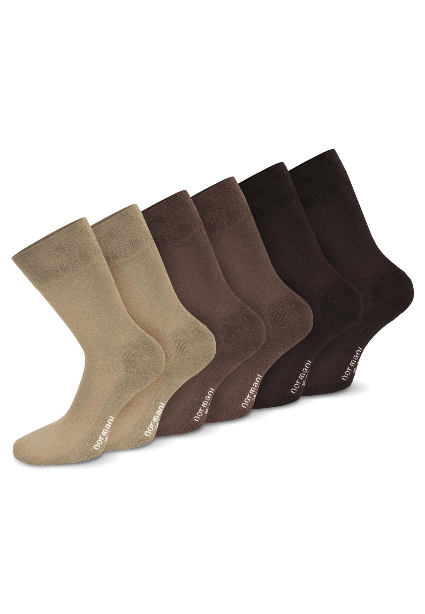 Bild von 6 Paar Komfortsocken mit Softrand und Frotteesohle Braun/Dunkelbraun/Beige