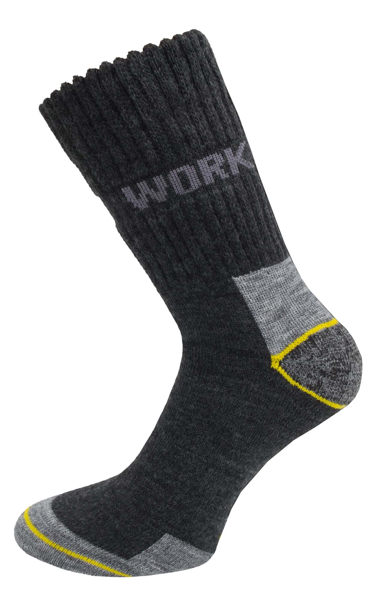 Bild von 6 Paar Arbeitssocken „Work Wool“ mit Wolle Schwarz/Grau/Gelb