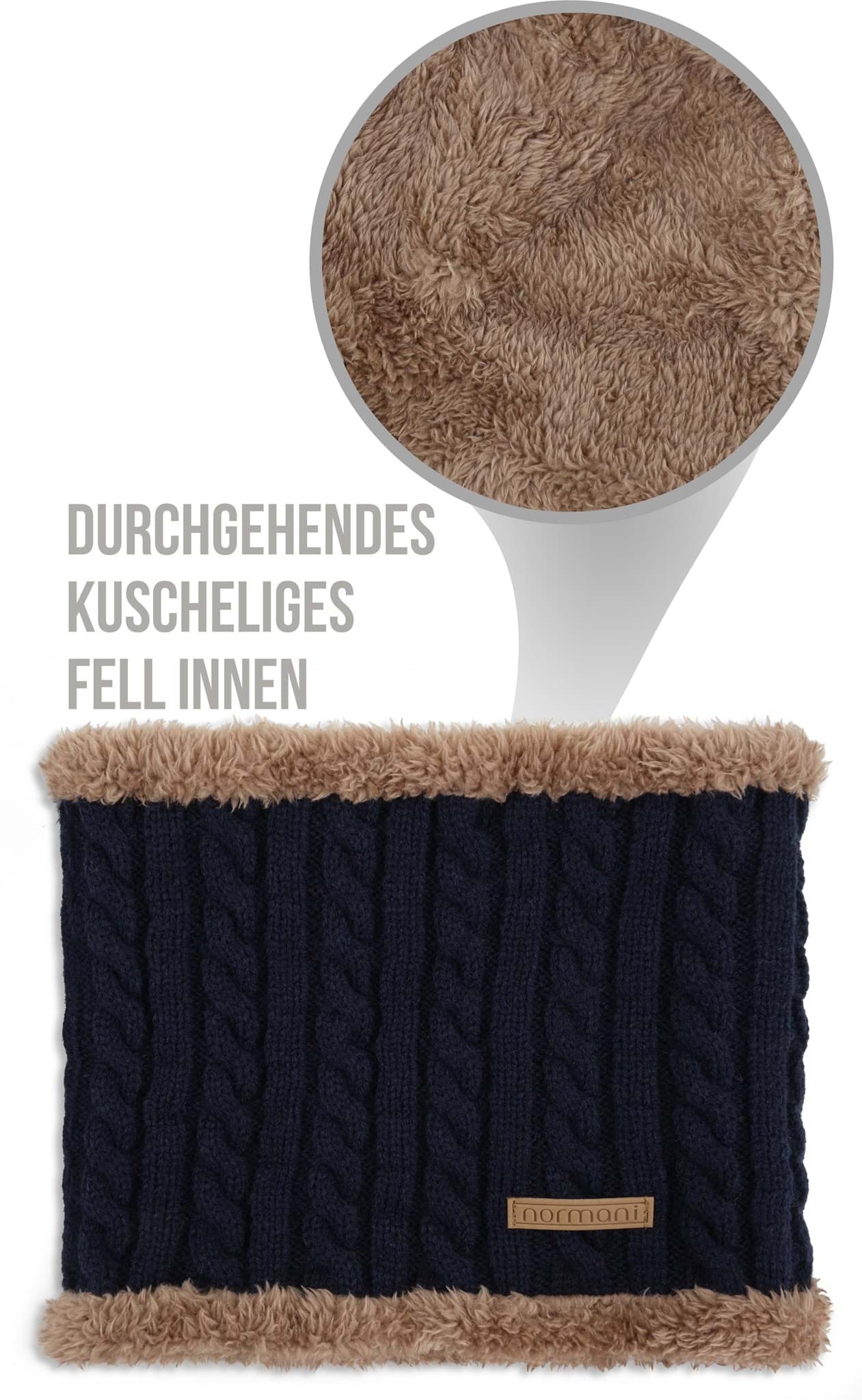 Zeige Details für Winter-Fellschal „Kebili“ Marine/Braun Bild von Winter-Fellschal „Kebili“ Marine/Braun