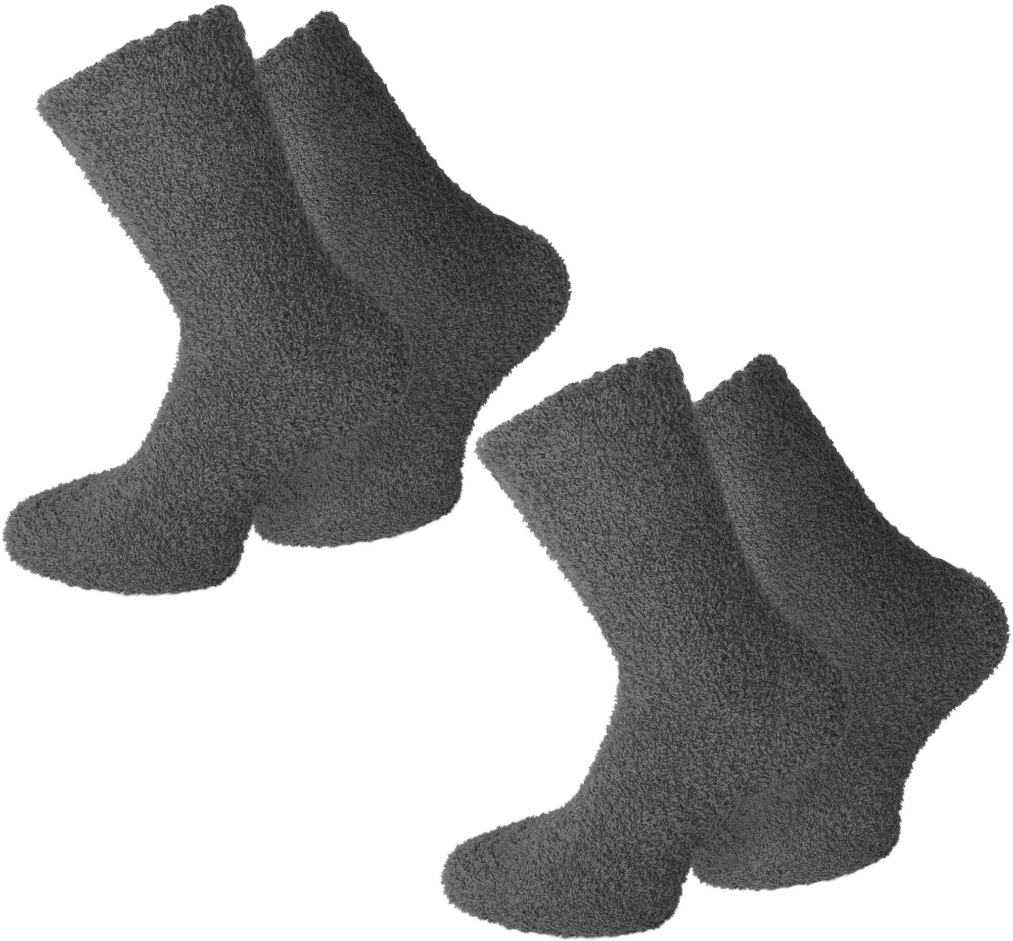 Bild von 2 Paar Kuschel-Socken für Damen und Herren Anthrazit