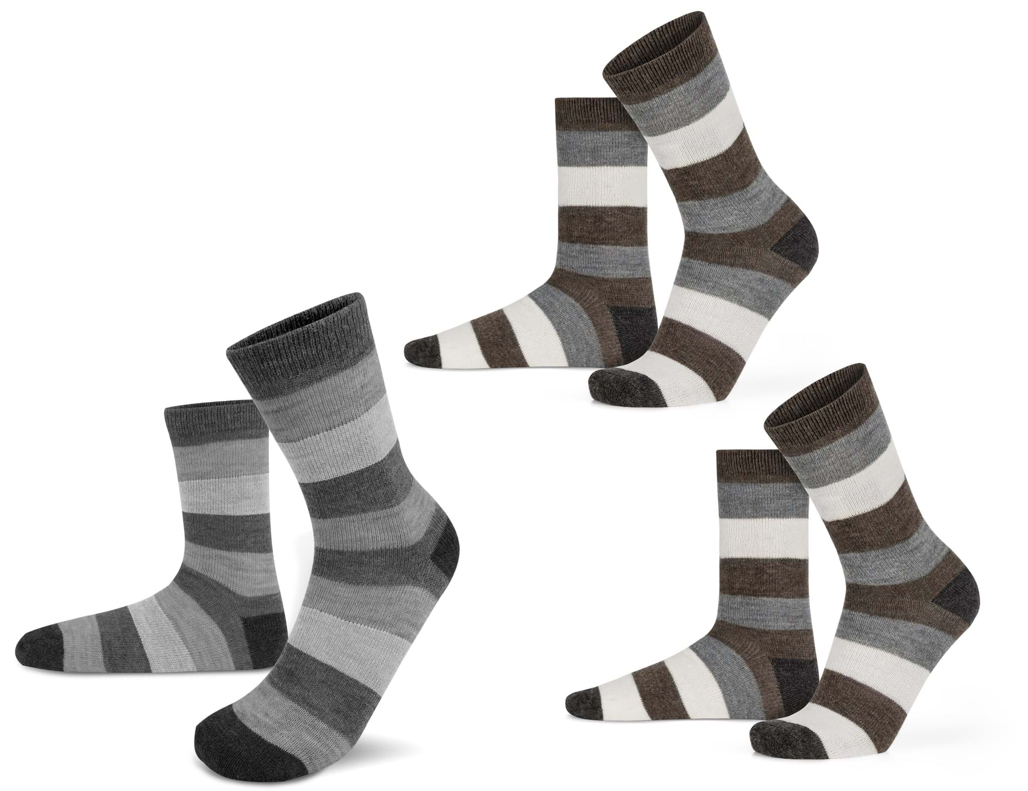 Zeige Details für 6 Paar Alpakasocken breitgestreift Braun/Braun/Anthrazit Bild von 6 Paar Alpakasocken breitgestreift Braun/Braun/Anthrazit