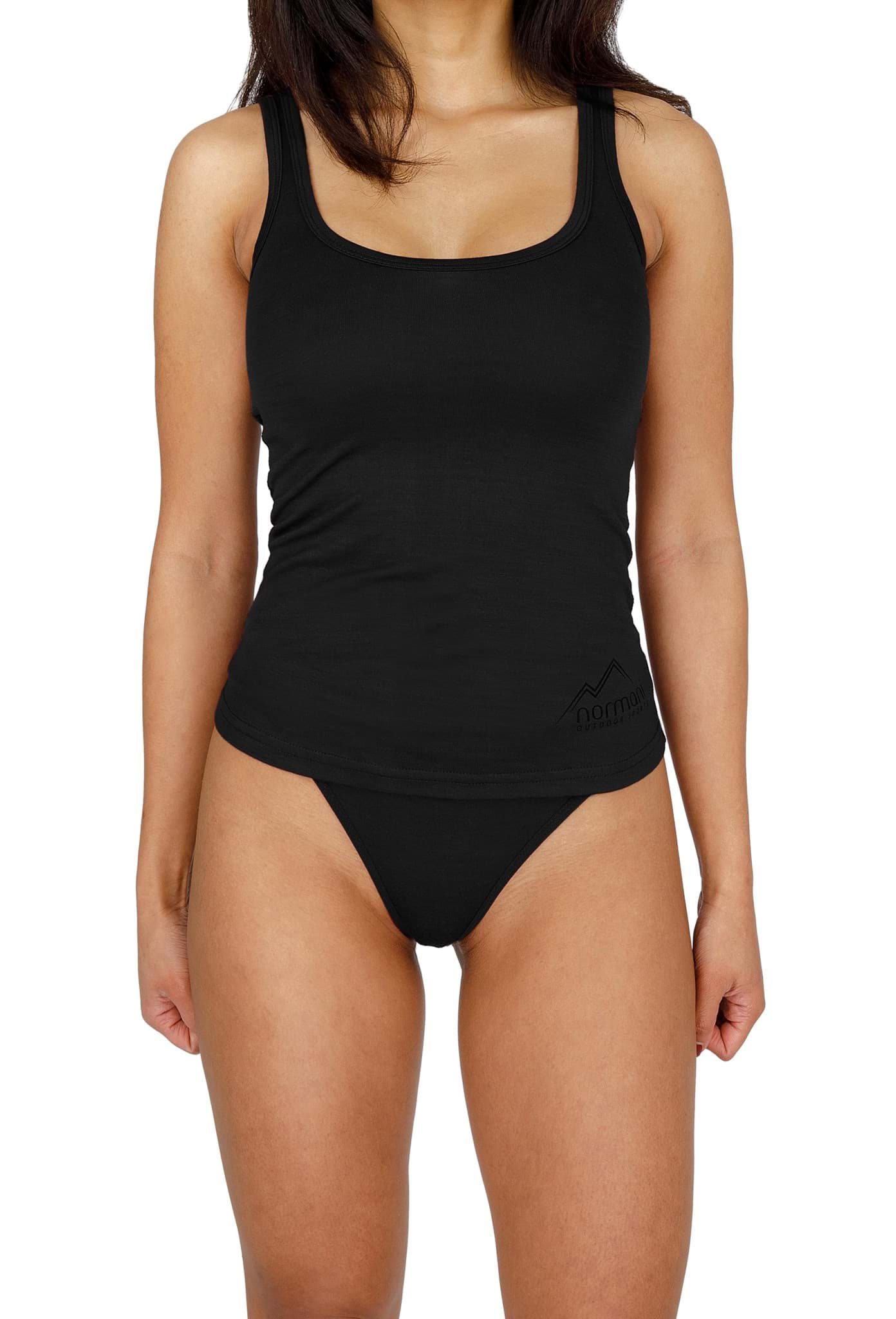 Zeige Details für Damen Merino Tanktop „Quilpie“ Schwarz Bild von Damen Merino Tanktop „Quilpie“ Schwarz