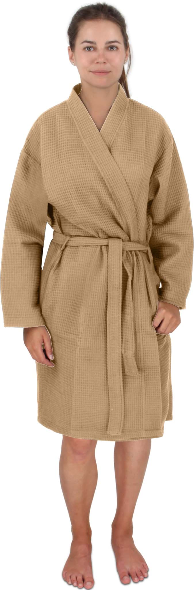 Zeige Details für Damen Bademantel mit Waffel-Piqué „Kelin“ Beige Bild von Damen Bademantel mit Waffel-Piqué „Kelin“ Beige