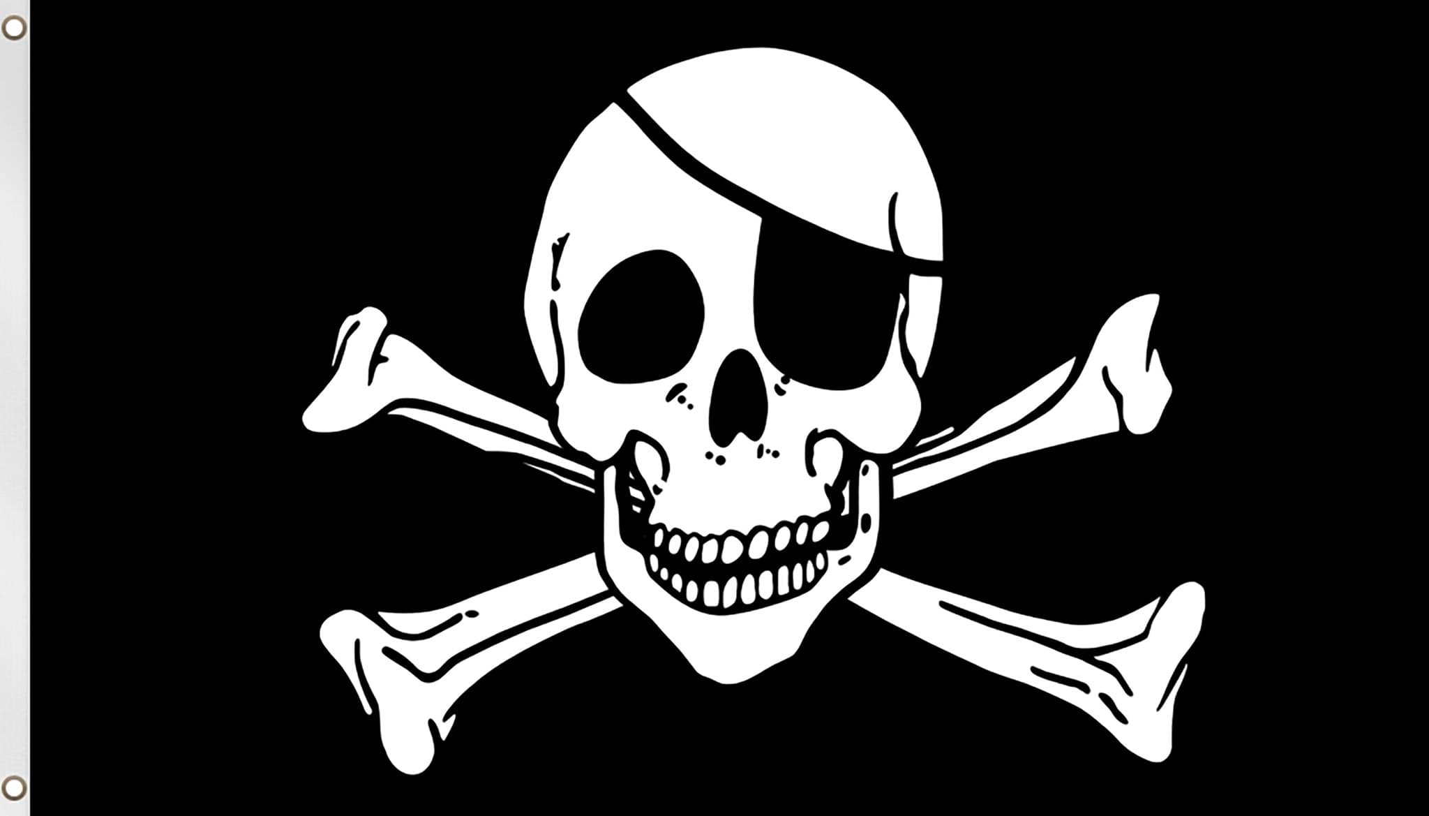 Bild von Fahne Piratenflagge 150 cm x 250 cm Schädel mit Knochen