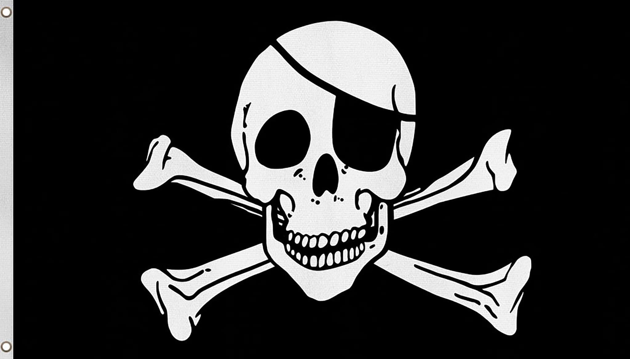 Bild von Fahne Piratenflagge 90 cm x 150 cm Schädel mit Knochen