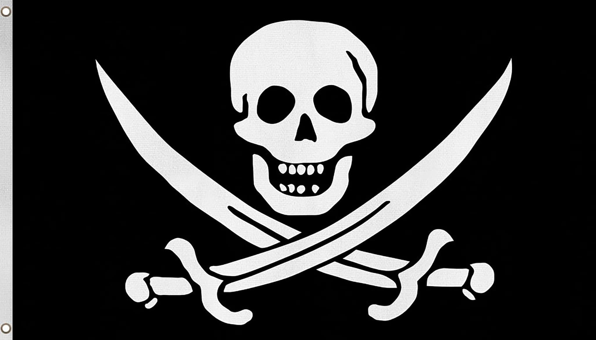 Bild von Fahne Piratenflagge 90 cm x 150 cm Schädel mit Säbeln