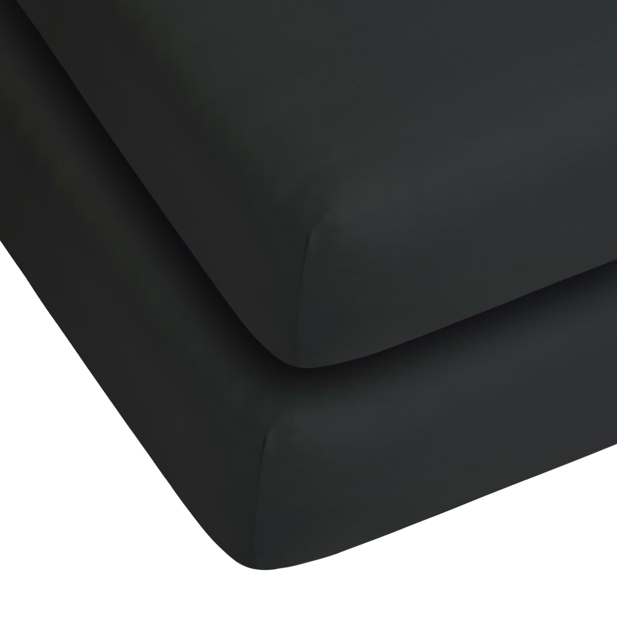 Zeige Details für 2 x Spannbettlaken aus Baumwolle Schwarz Bild von 2 x Spannbettlaken aus Baumwolle Schwarz