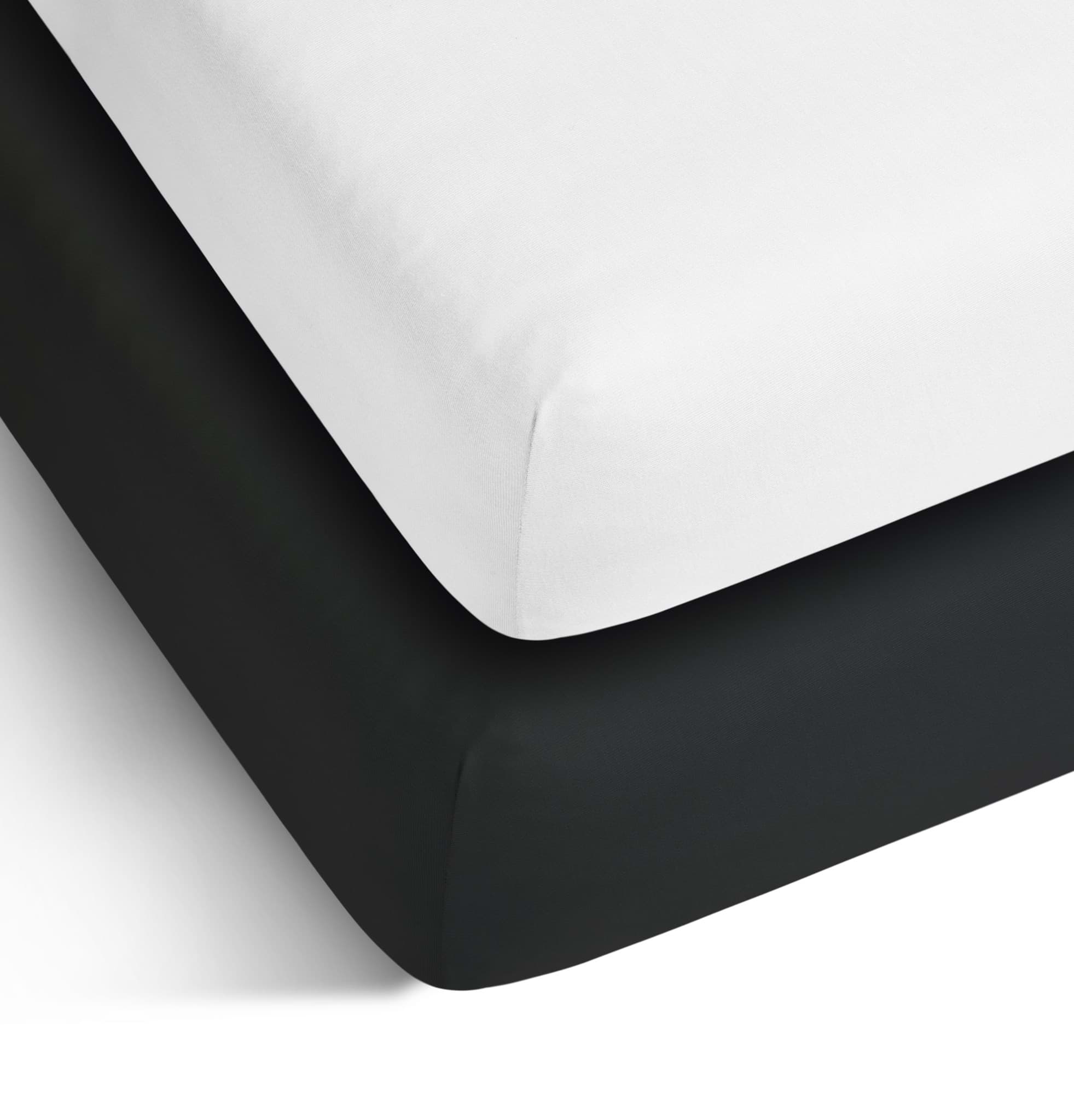 Zeige Details für 2 x Spannbettlaken aus Baumwolle Schwarz/Weiß Bild von 2 x Spannbettlaken aus Baumwolle Schwarz/Weiß