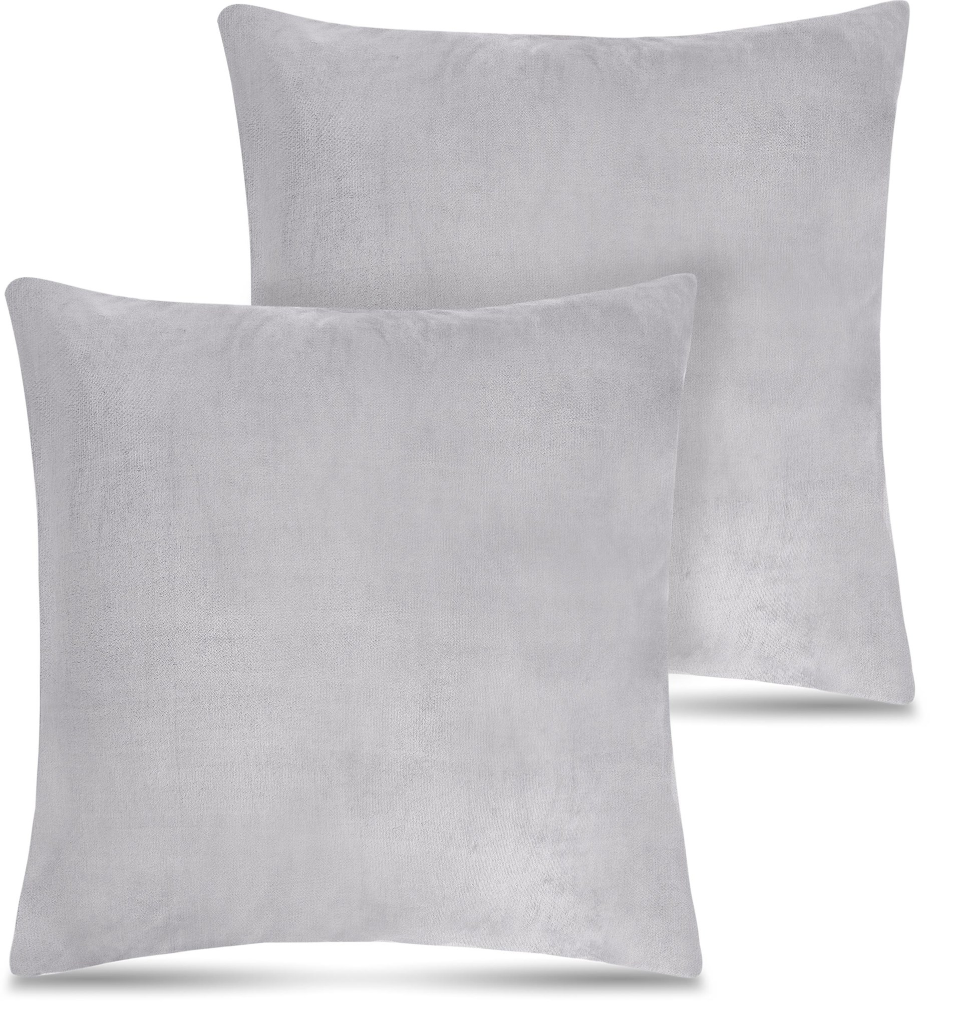 Zeige Details für 2 Flanell Kissenbezüge + Füllungen 60x60 cm Hellgrau Bild von 2 Flanell Kissenbezüge + Füllungen 60x60 cm Hellgrau