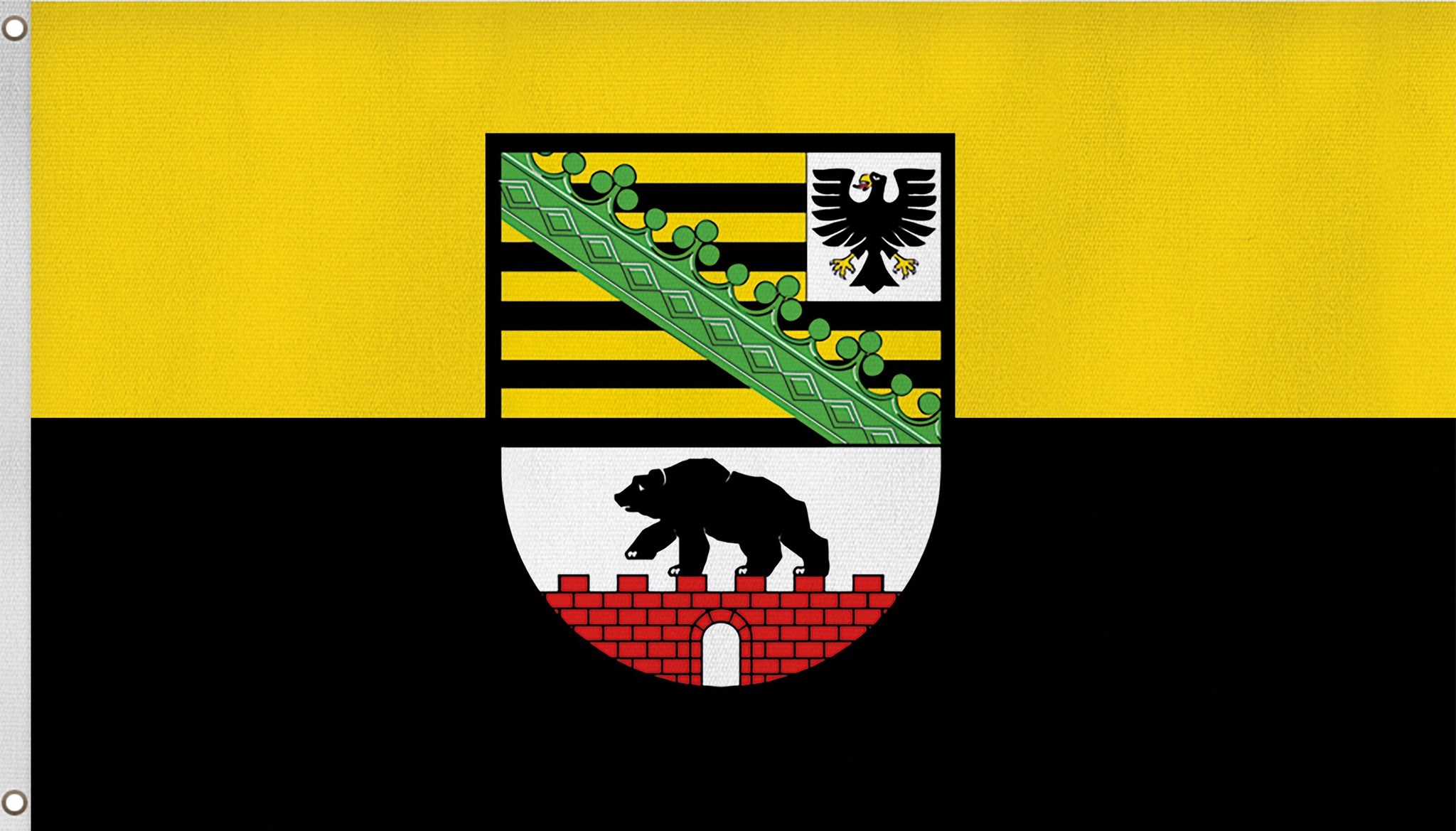 Zeige Details für Fahne Bundesländerflagge 90 cm x 150 cm Sachsen-Anhalt Bild von Fahne Bundesländerflagge 90 cm x 150 cm Sachsen-Anhalt