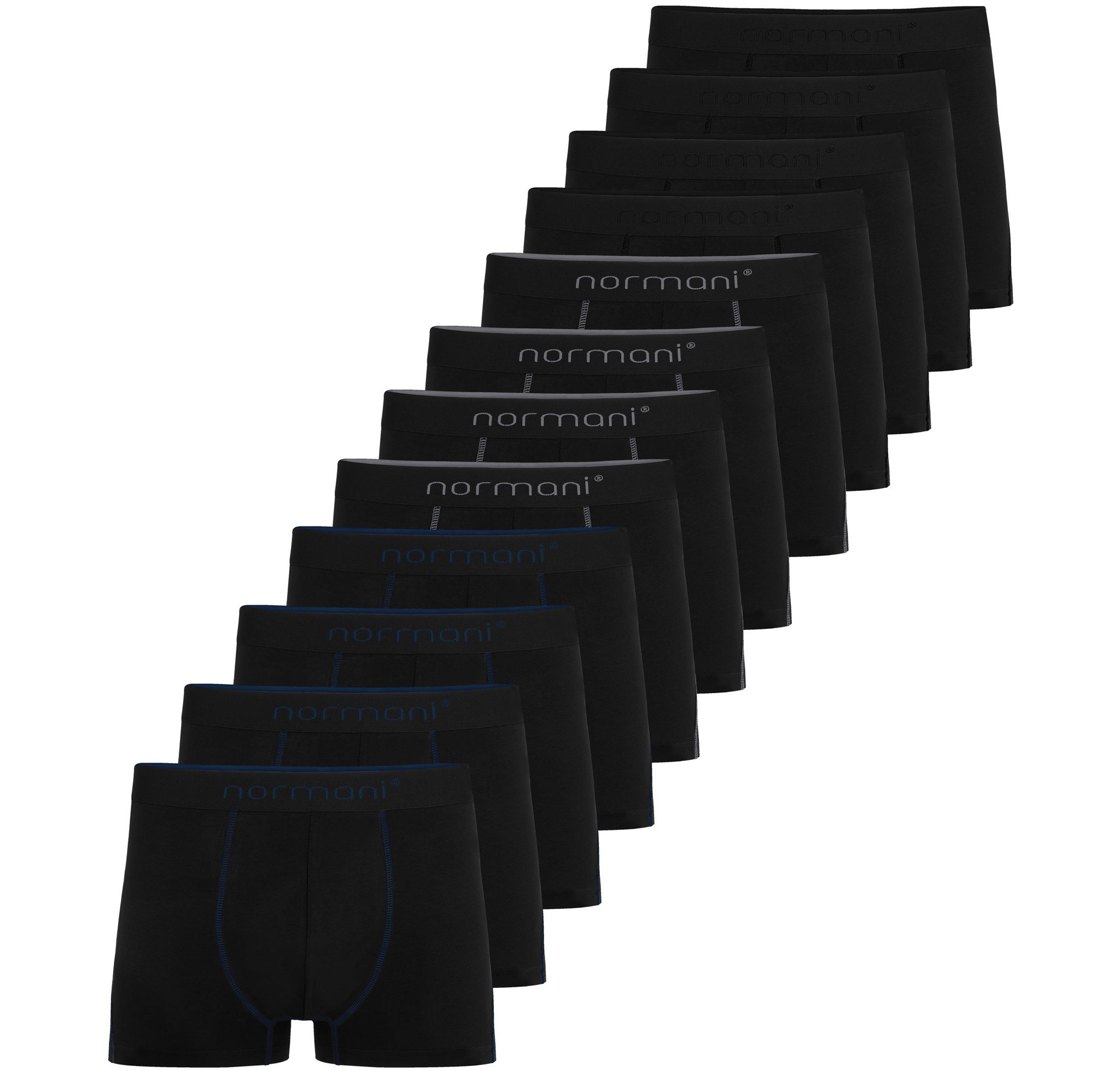 Bild von 12 x Herren Baumwoll-Boxershorts Grau/Dunkelblau/Schwarz