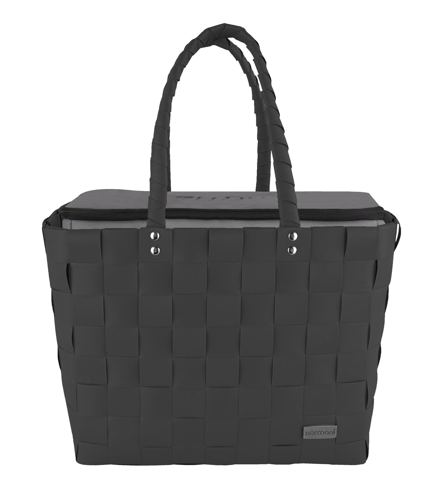 Zeige Details für Flechtkorb mit großer Kühltasche Schwarz Bild von Flechtkorb mit großer Kühltasche Schwarz