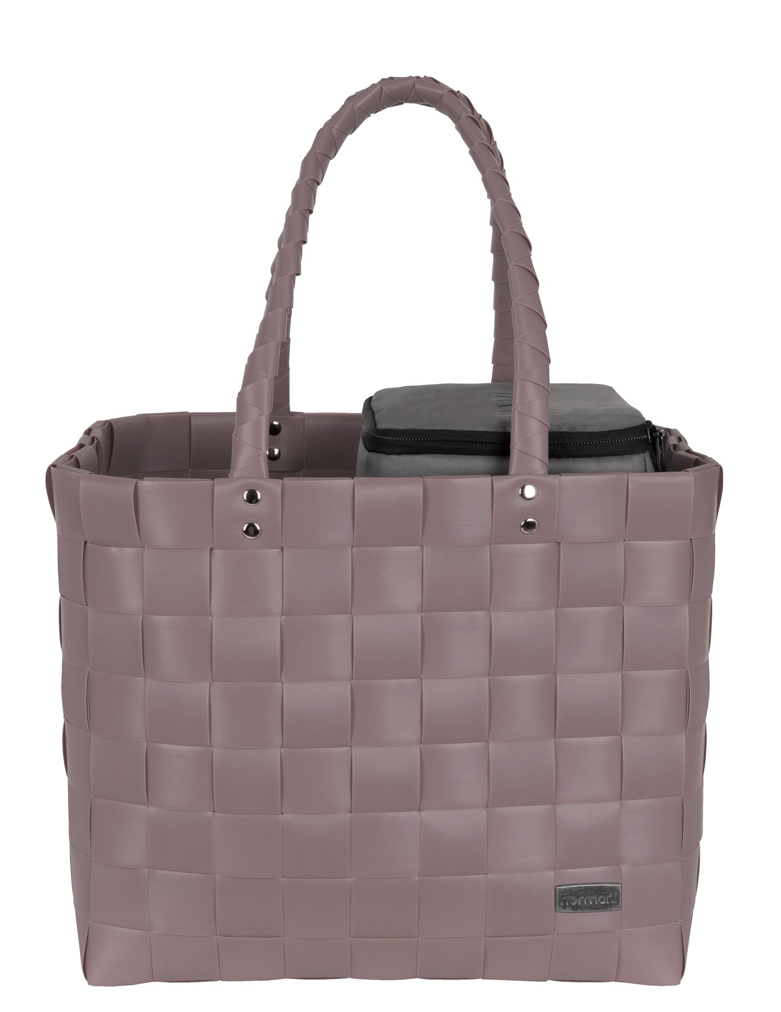 Bild von Flechtkorb mit kleiner Kühltasche Dusty Pink