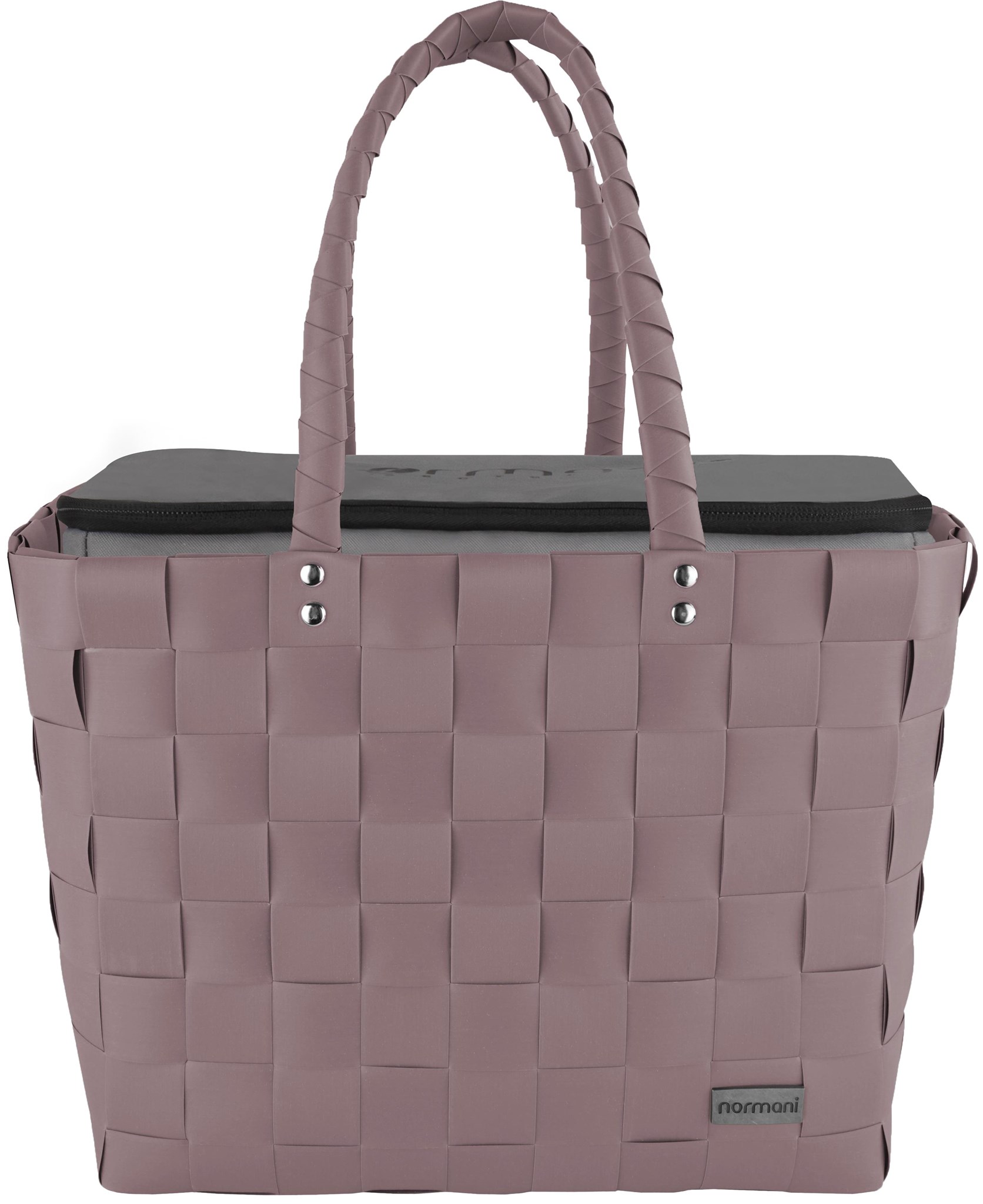Zeige Details für Flechtkorb mit großer Kühltasche Altrosa Bild von Flechtkorb mit großer Kühltasche Altrosa