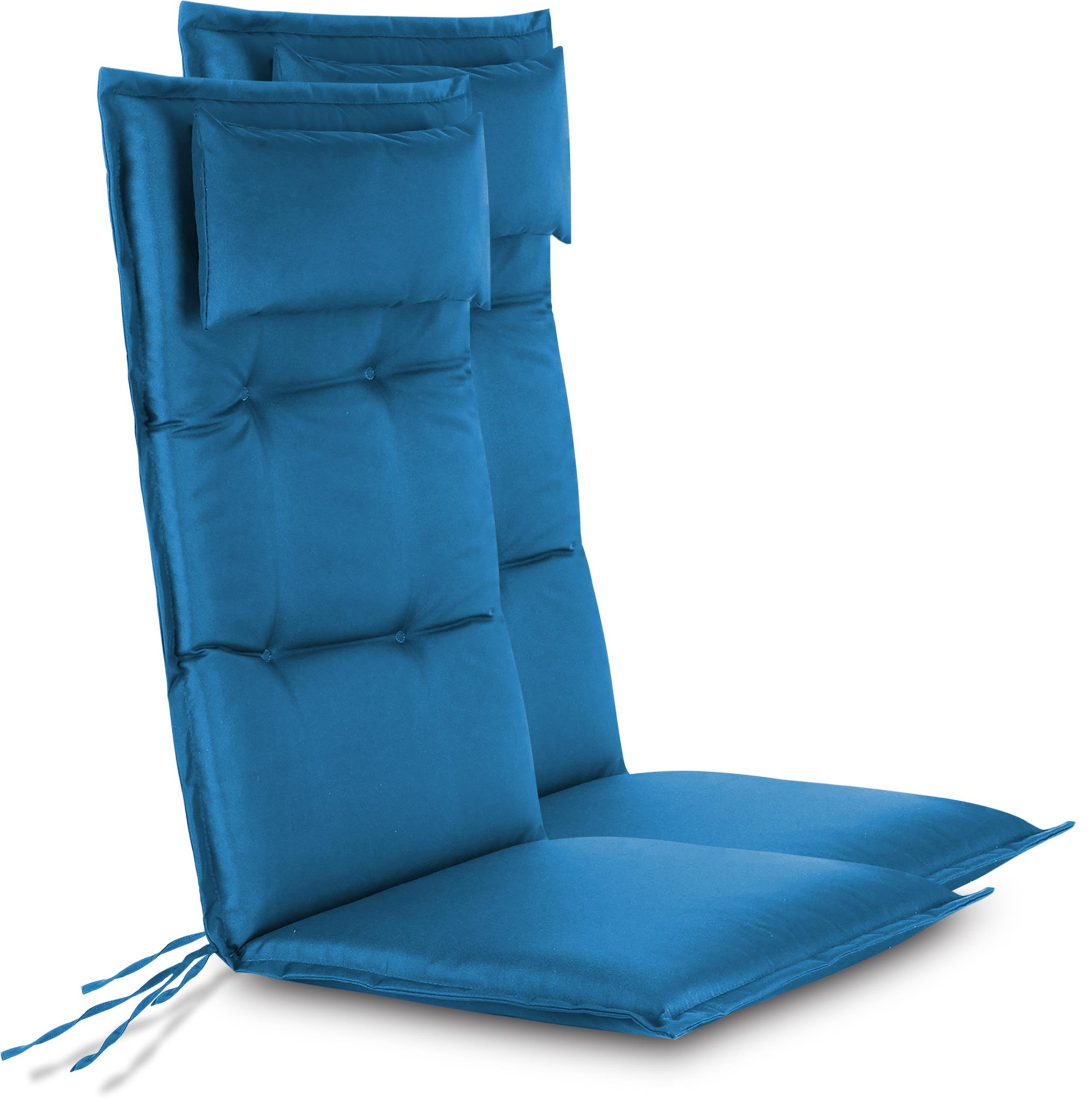 Zeige Details für 2 Hochlehner Stuhlauflagen Sitzpolster Marine Bild von 2 Hochlehner Stuhlauflagen Sitzpolster Marine