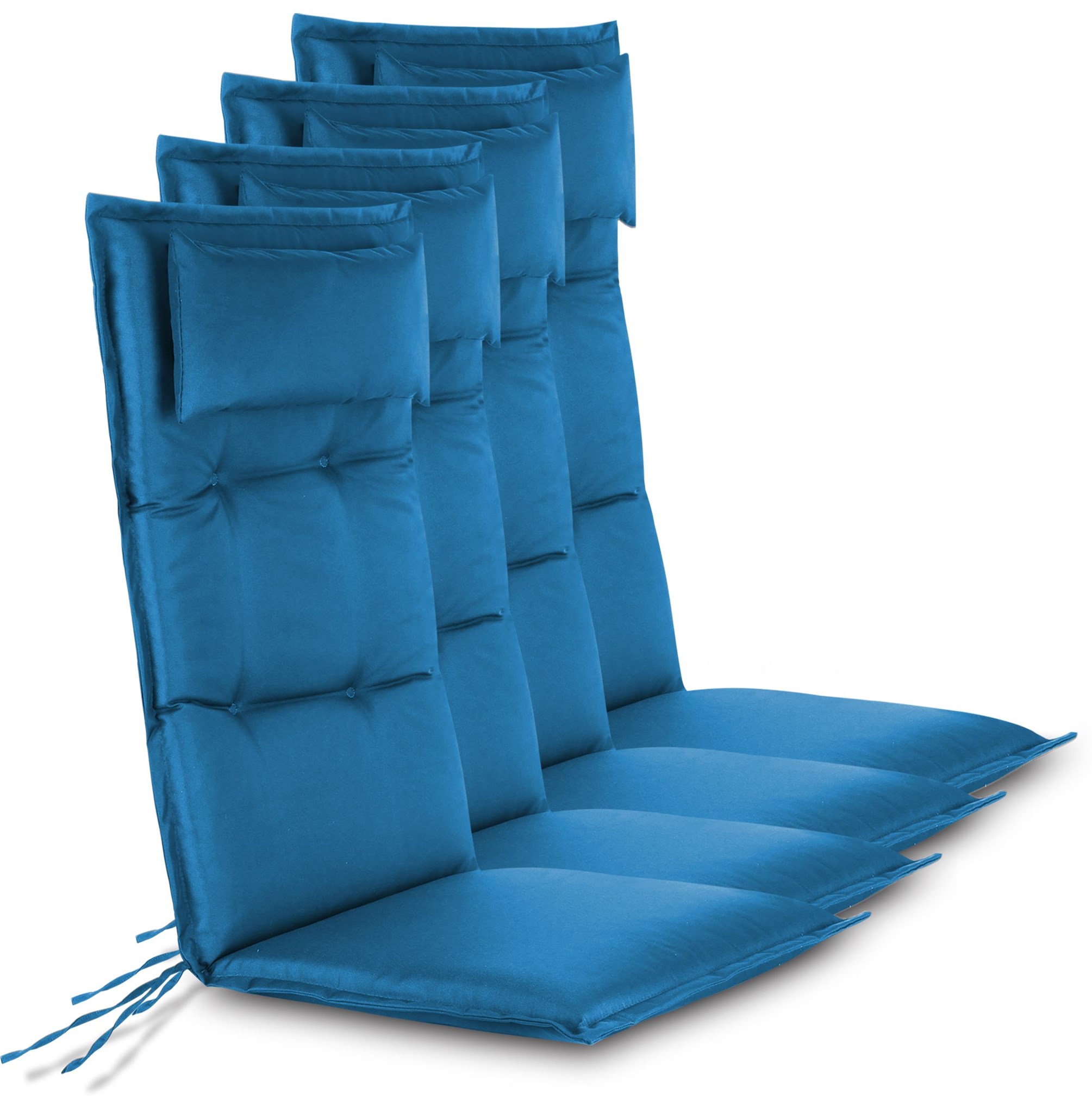 Zeige Details für 4 Hochlehner Stuhlauflagen Sitzpolster Marine Bild von 4 Hochlehner Stuhlauflagen Sitzpolster Marine