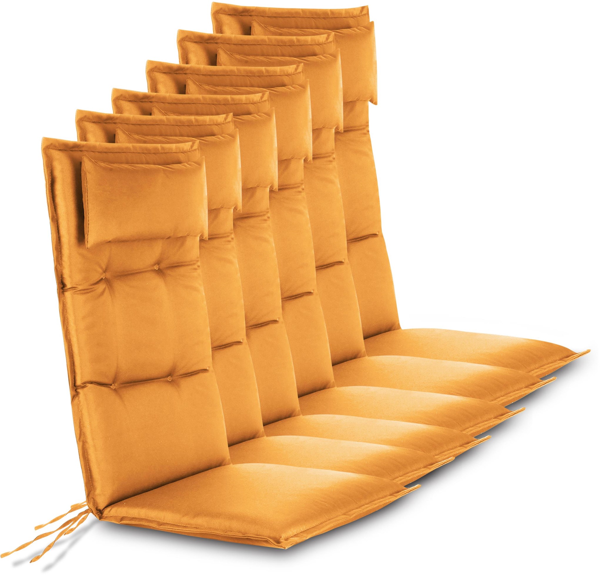 Zeige Details für 6 Hochlehner Stuhlauflagen Sitzpolster Orange Bild von 6 Hochlehner Stuhlauflagen Sitzpolster Orange