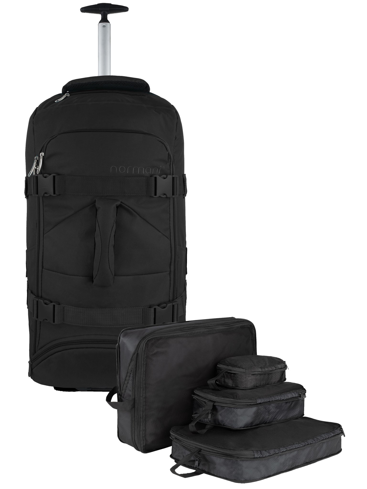 Zeige Details für Reisetasche 60 L mit 4 Kleidertaschen Schwarz Bild von Reisetasche 60 L mit 4 Kleidertaschen Schwarz