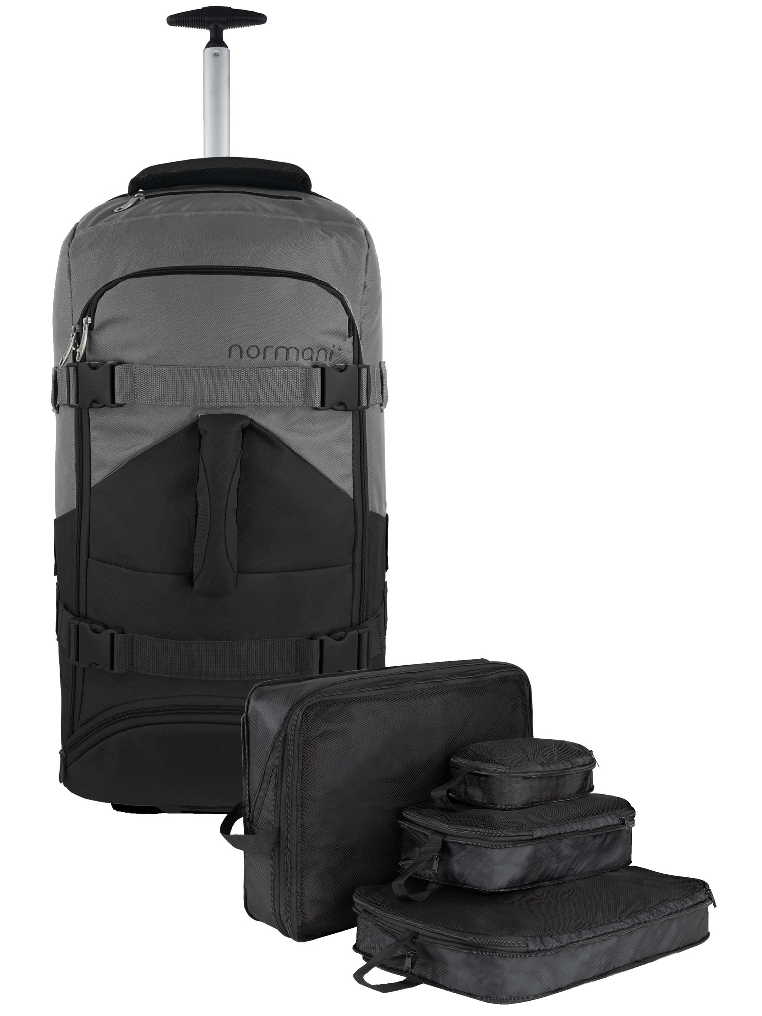 Zeige Details für Reisetasche 60 L mit 4 Kleidertaschen Schwarz/Grau Bild von Reisetasche 60 L mit 4 Kleidertaschen Schwarz/Grau