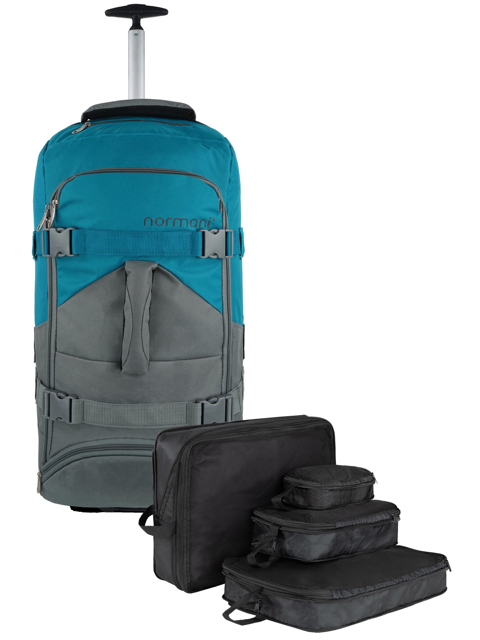 Zeige Details für Reisetasche 60 L mit 4 Kleidertaschen Grau/Petrol Bild von Reisetasche 60 L mit 4 Kleidertaschen Grau/Petrol