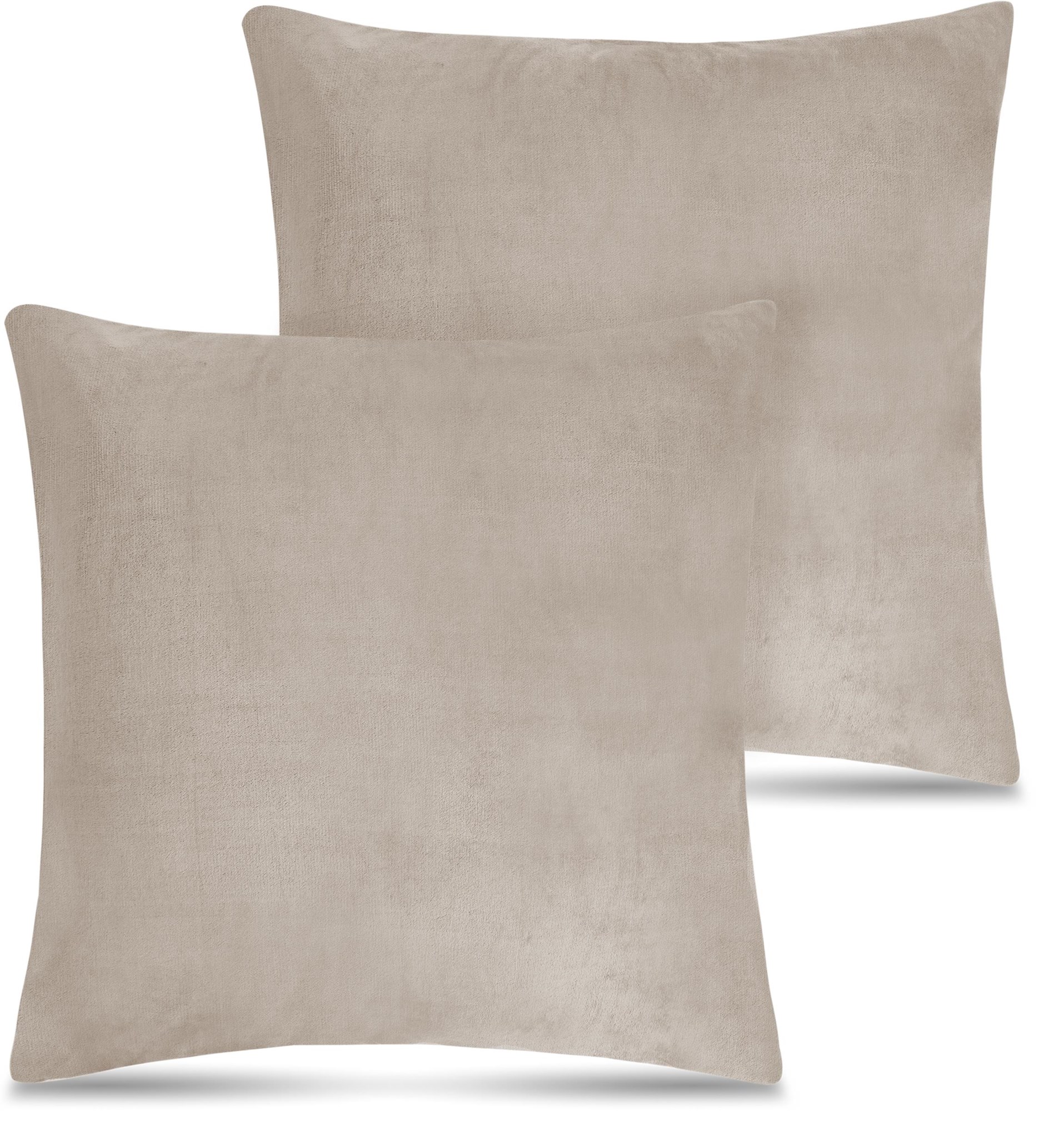 Zeige Details für 2 Flanell Kissenbezüge + Füllungen 60x60 cm Taupe Bild von 2 Flanell Kissenbezüge + Füllungen 60x60 cm Taupe