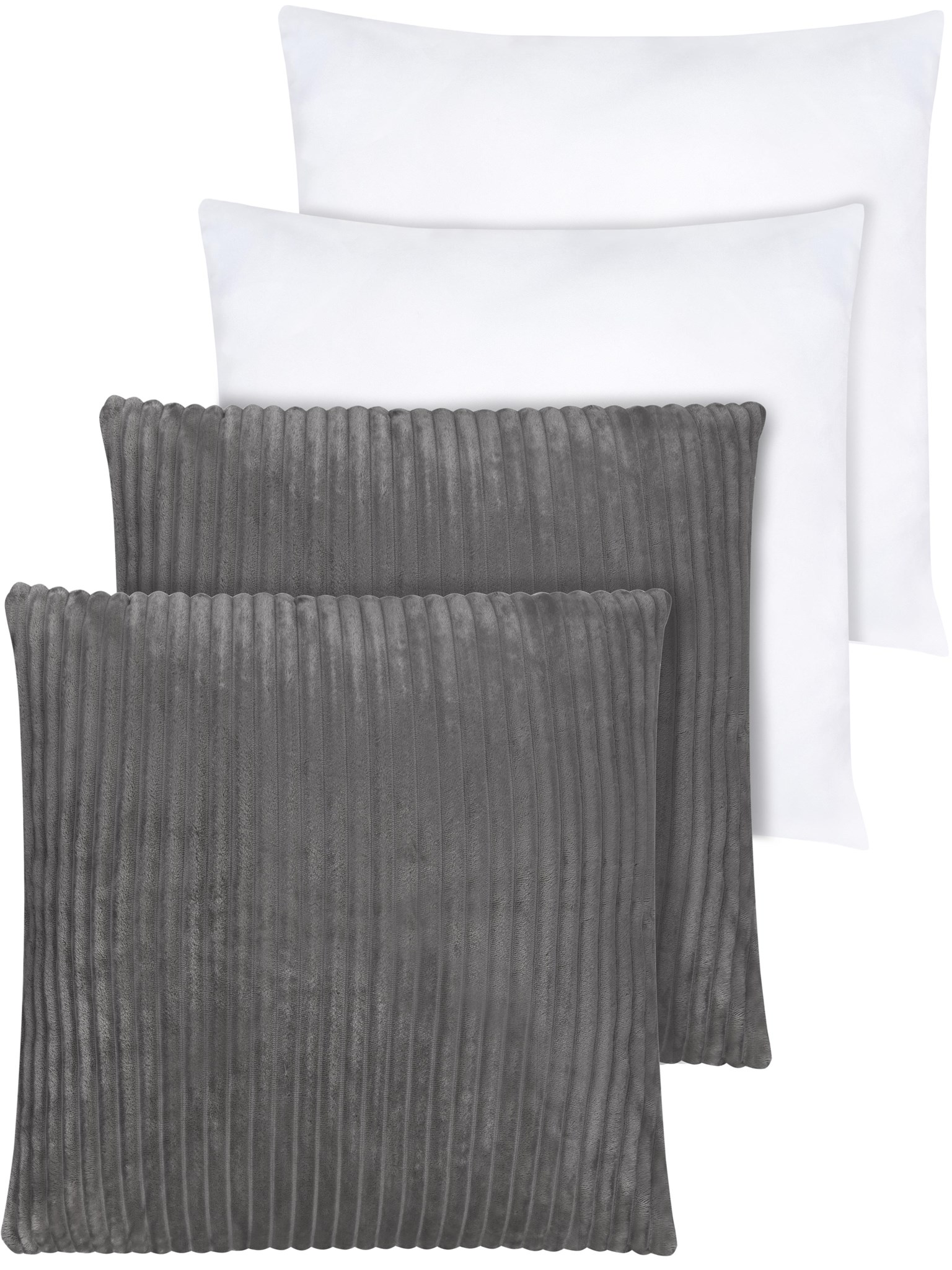 Zeige Details für 2 x Couchkissen 60x60 cm mit Füllung Dunkelgrau Bild von 2 x Couchkissen 60x60 cm mit Füllung Dunkelgrau