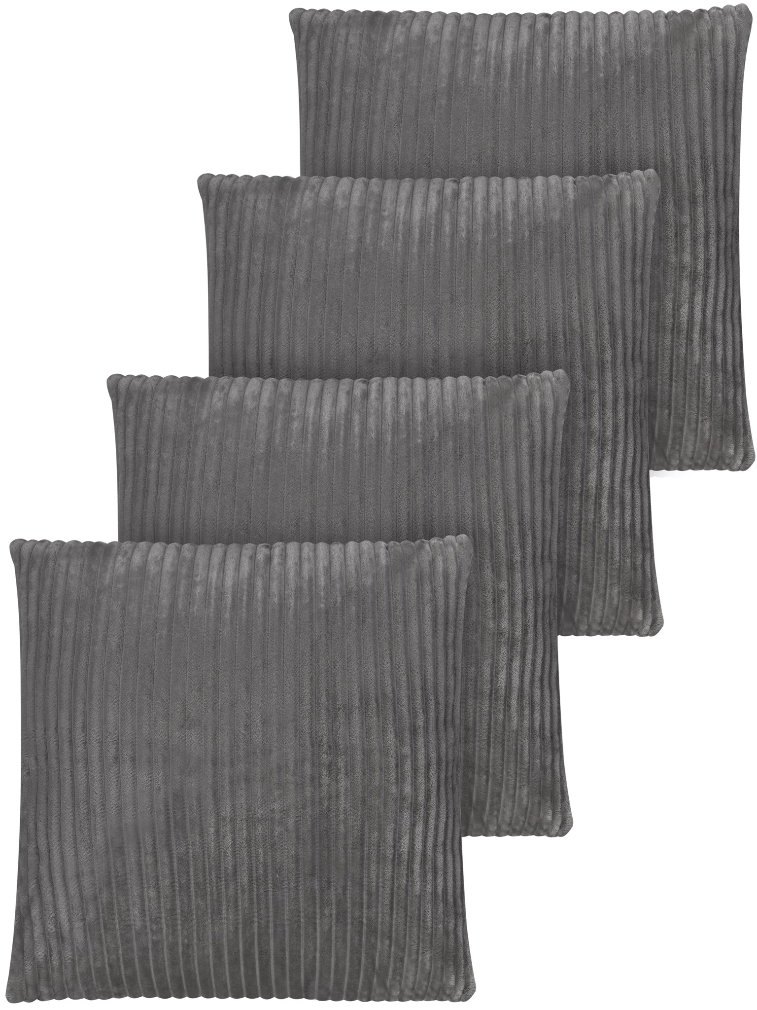 Zeige Details für 4er Set Kissenbezüge aus Streifen-Flanell 45x45 cm „Zarate“ Dunkelgrau Bild von 4er Set Kissenbezüge aus Streifen-Flanell 45x45 cm „Zarate“ Dunkelgrau