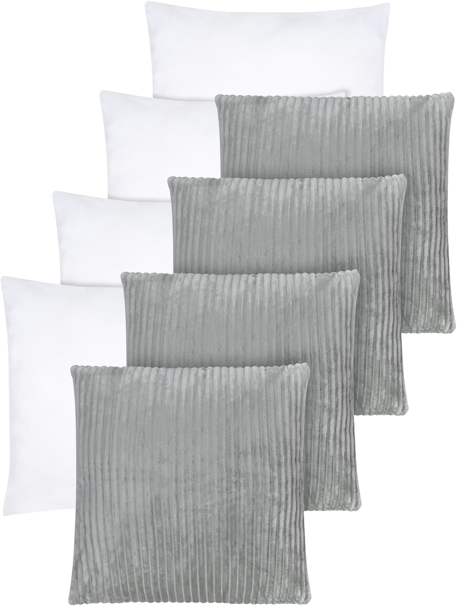 Zeige Details für 4er Set Kissenbezüge mit Füllung 60 x 60 cm „Salta“ Hellgrau Bild von 4er Set Kissenbezüge mit Füllung 60 x 60 cm „Salta“ Hellgrau