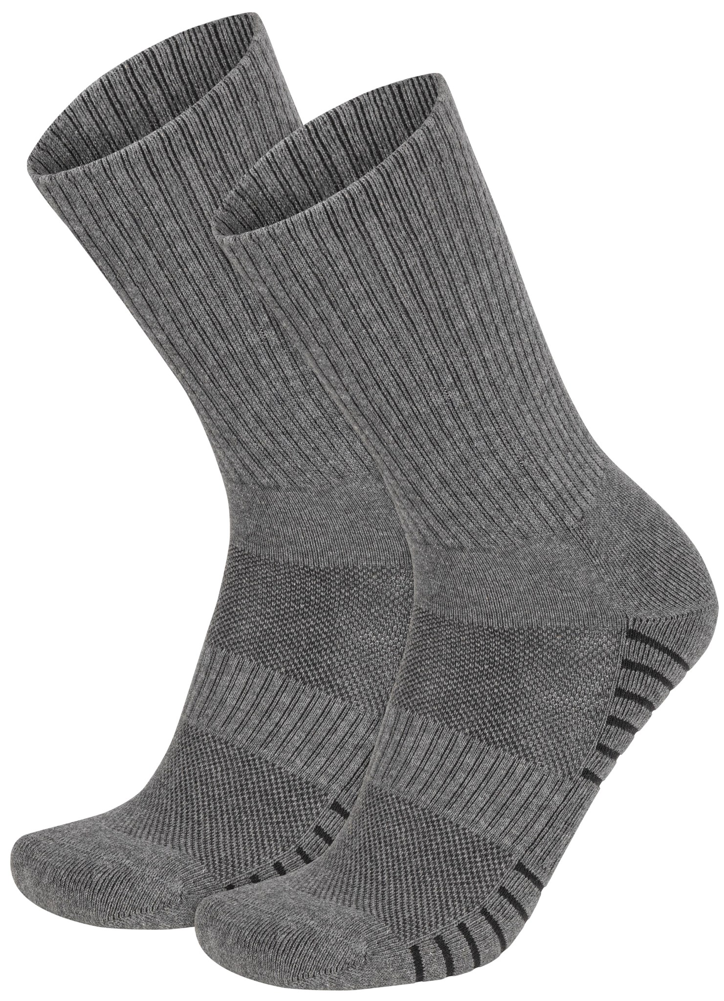 Bild von 4 Trekkingwandersocken mit Polstersohle und Komfortbund Grau