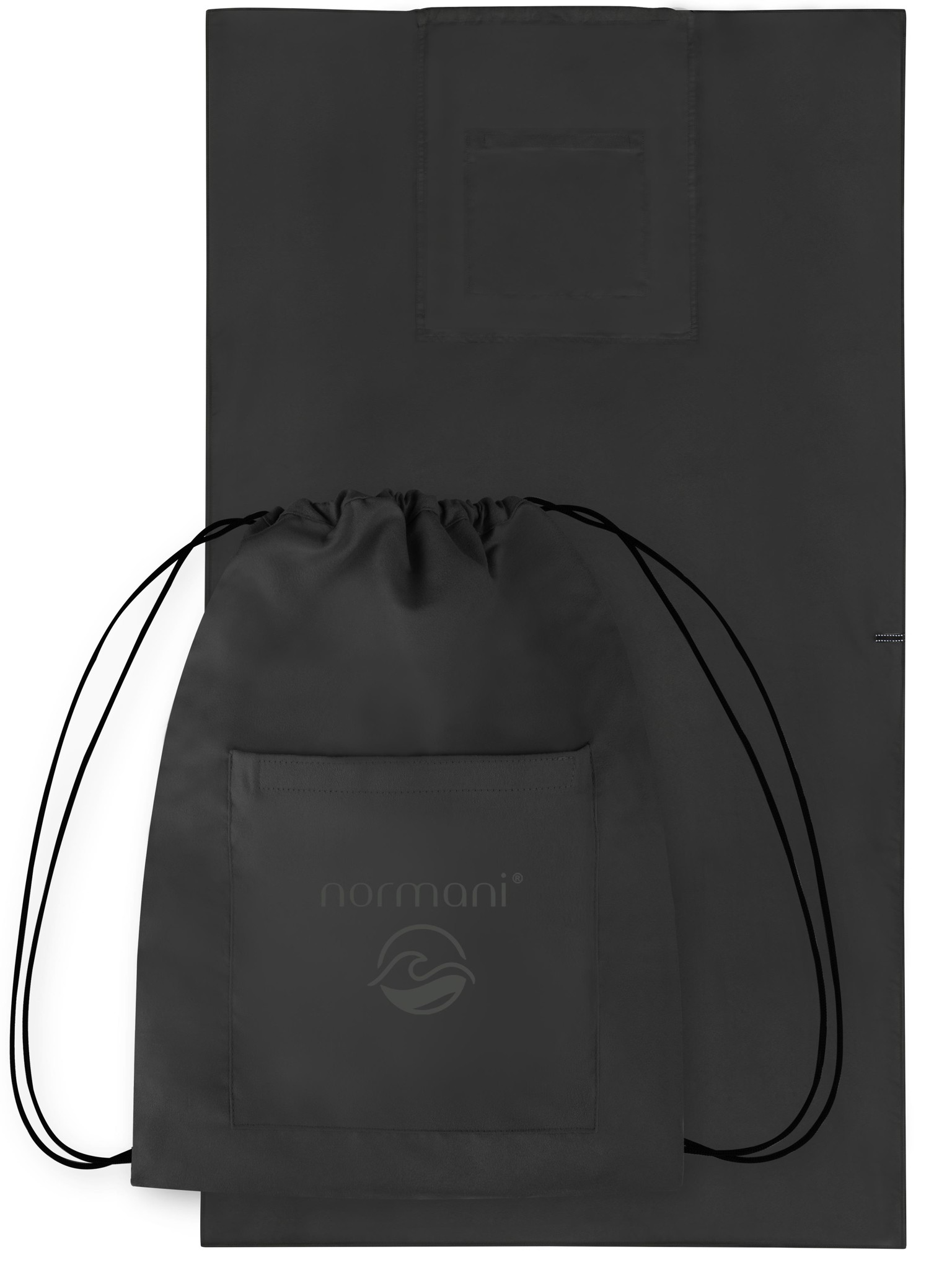 Zeige Details für Badehandtuch mit Rucksackfunktion Schwarz Bild von Badehandtuch mit Rucksackfunktion Schwarz