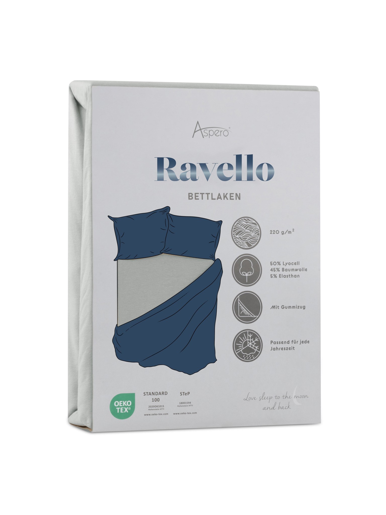Zeige Details für Spannbettlaken „Ravello“ Hellgrau Bild von Spannbettlaken „Ravello“ Hellgrau