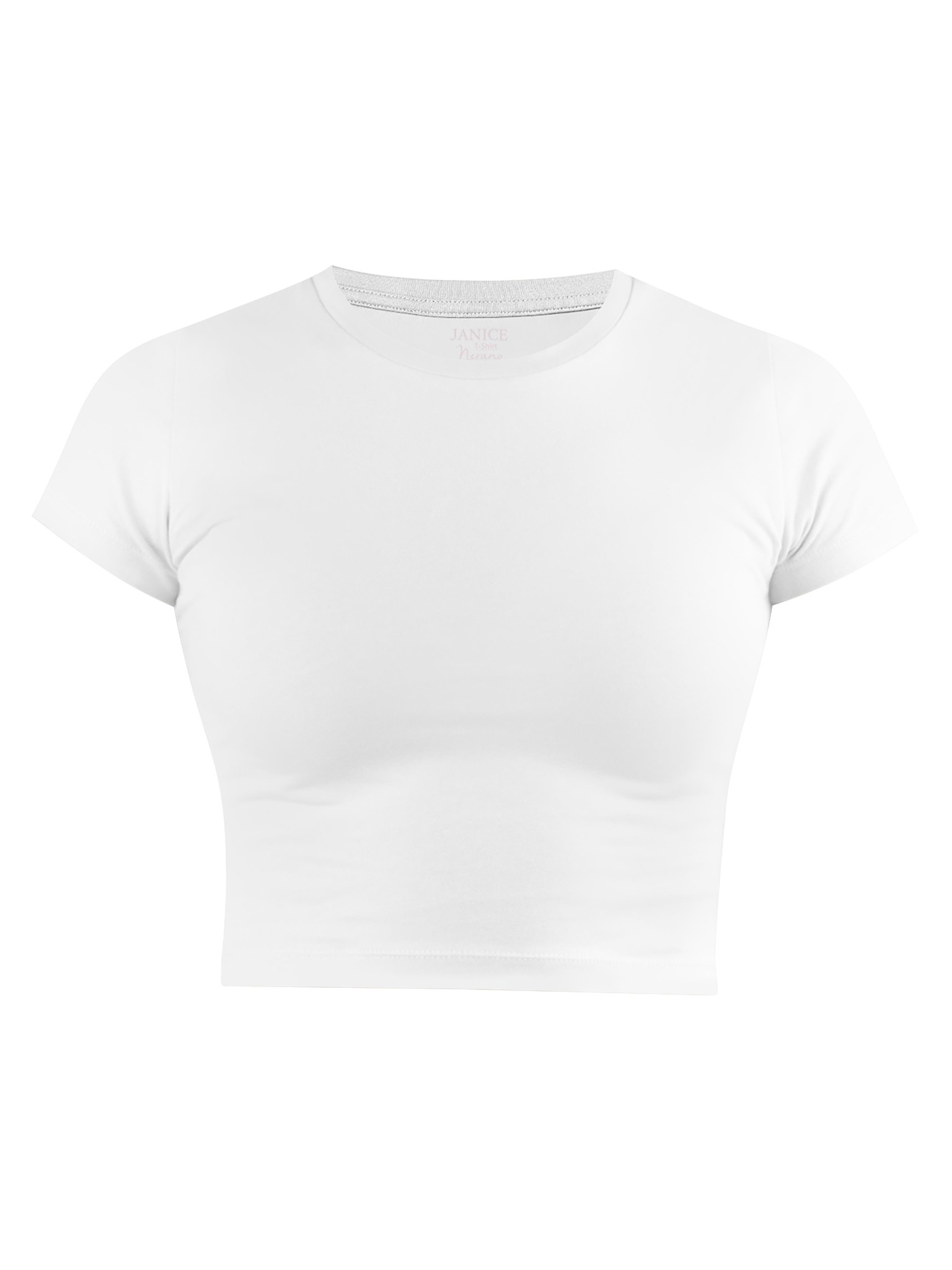 Zeige Details für Damen crop T-Shirt hochgeschlossen „Nerano“ Weiß Bild von Damen crop T-Shirt hochgeschlossen „Nerano“ Weiß