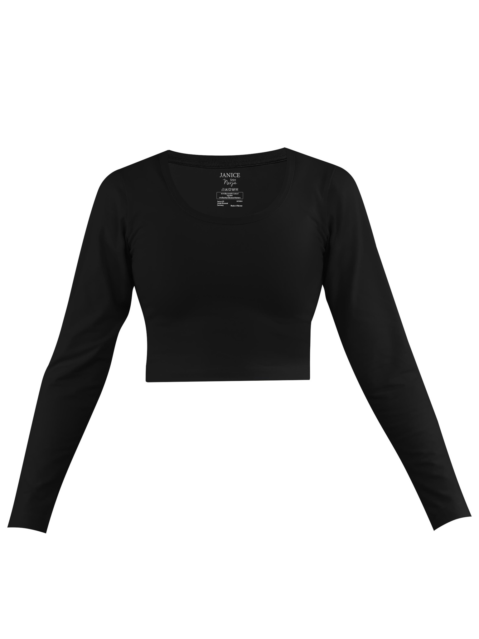Zeige Details für Damen crop Langarmshirt „Nerja“ Schwarz Bild von Damen crop Langarmshirt „Nerja“ Schwarz