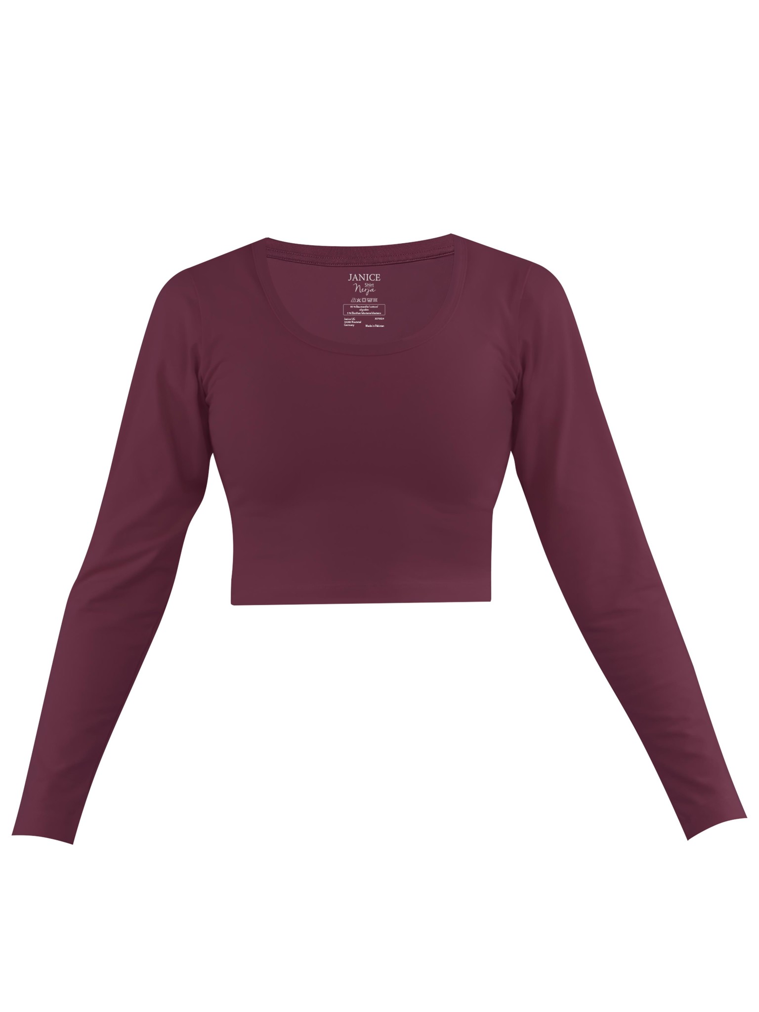Zeige Details für Damen crop Langarmshirt „Nerja“ Burgund Bild von Damen crop Langarmshirt „Nerja“ Burgund