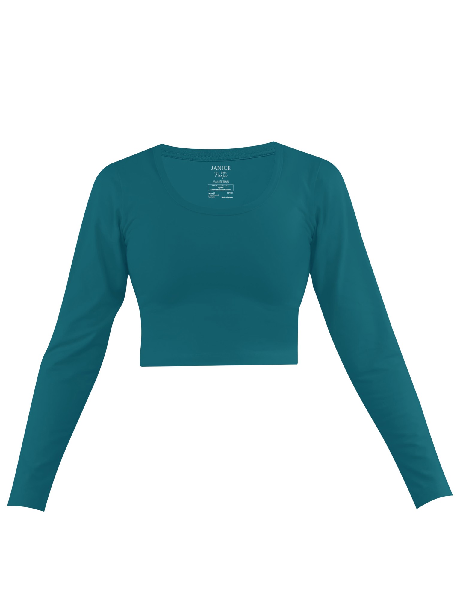 Zeige Details für Damen crop Langarmshirt „Nerja“ Petrol Bild von Damen crop Langarmshirt „Nerja“ Petrol