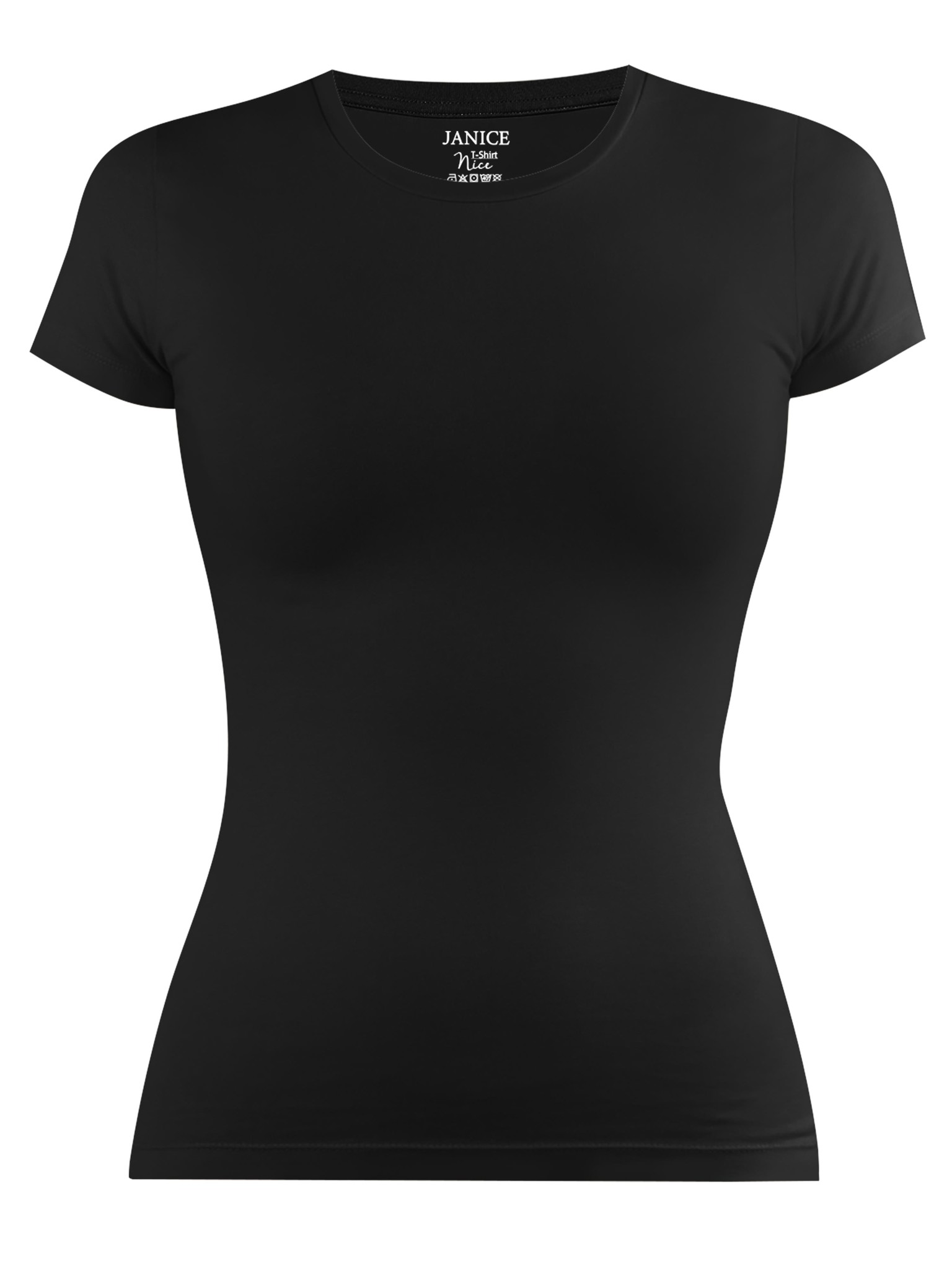 Zeige Details für Damen T-Shirt hochgeschlossen „Nice“ Schwarz Bild von Damen T-Shirt hochgeschlossen „Nice“ Schwarz