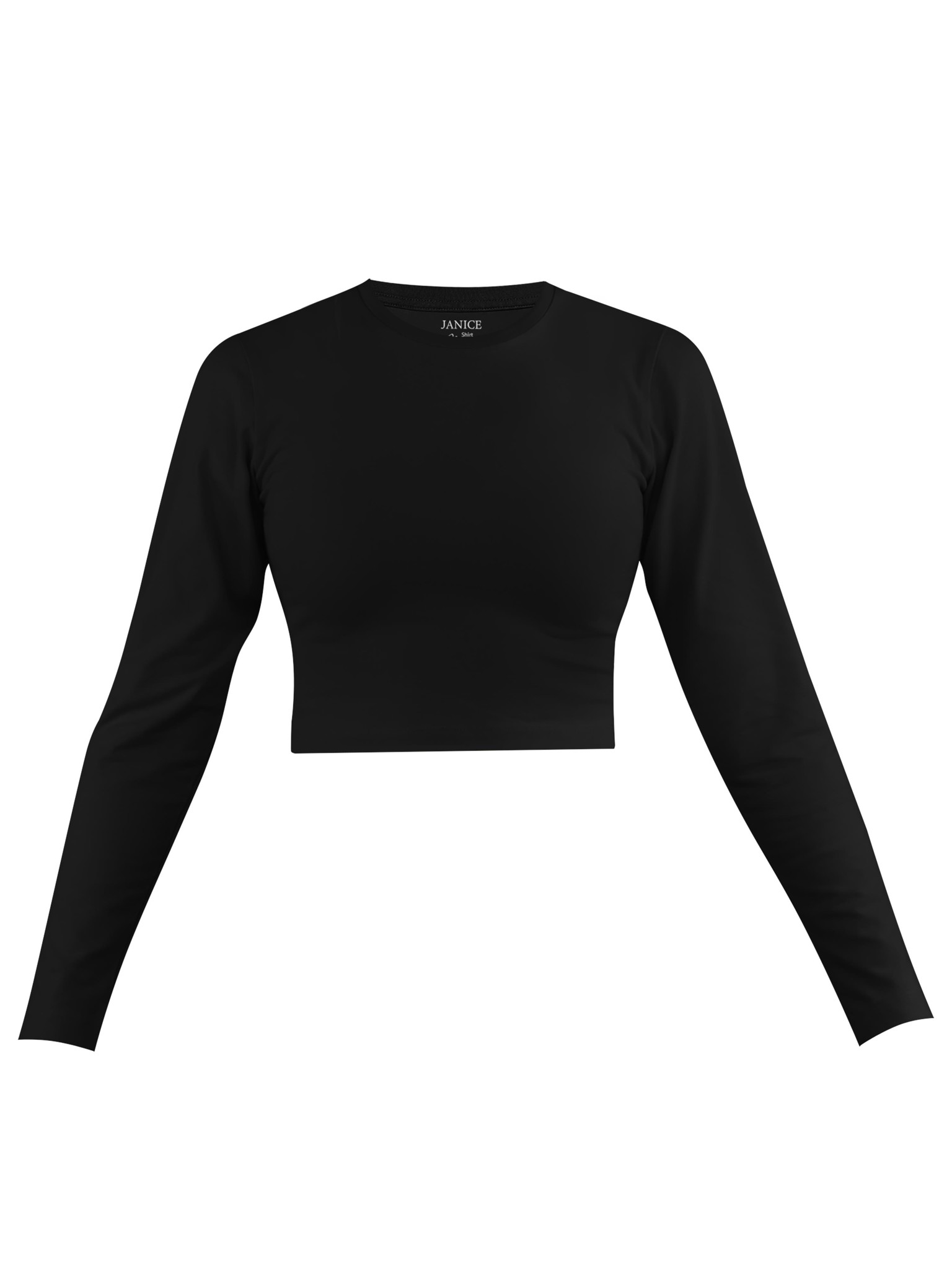 Zeige Details für Damen crop Langarmshirt hochgeschlossen „Noia“ Schwarz Bild von Damen crop Langarmshirt hochgeschlossen „Noia“ Schwarz