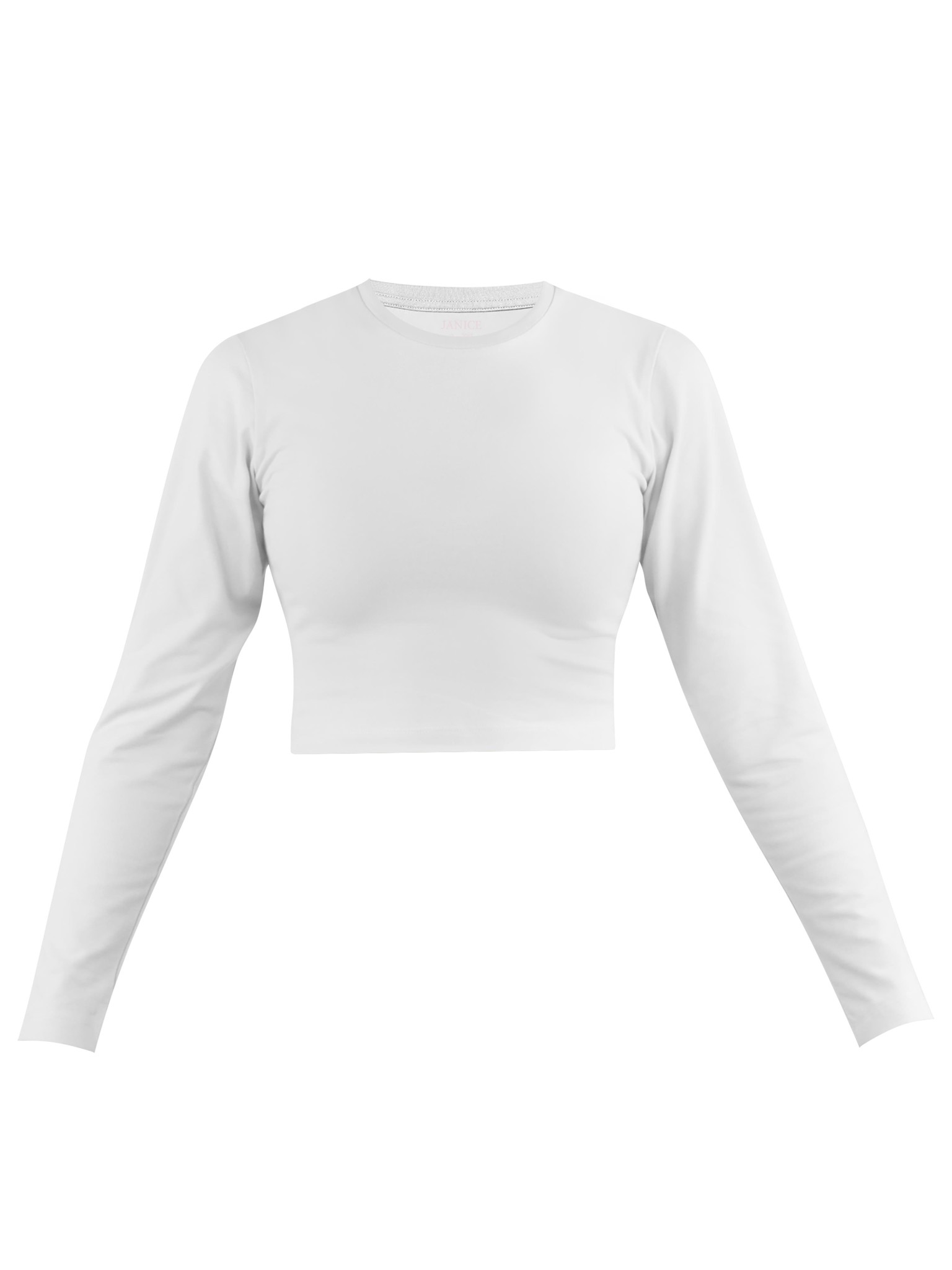 Zeige Details für Damen crop Langarmshirt hochgeschlossen „Noia“ Weiß Bild von Damen crop Langarmshirt hochgeschlossen „Noia“ Weiß