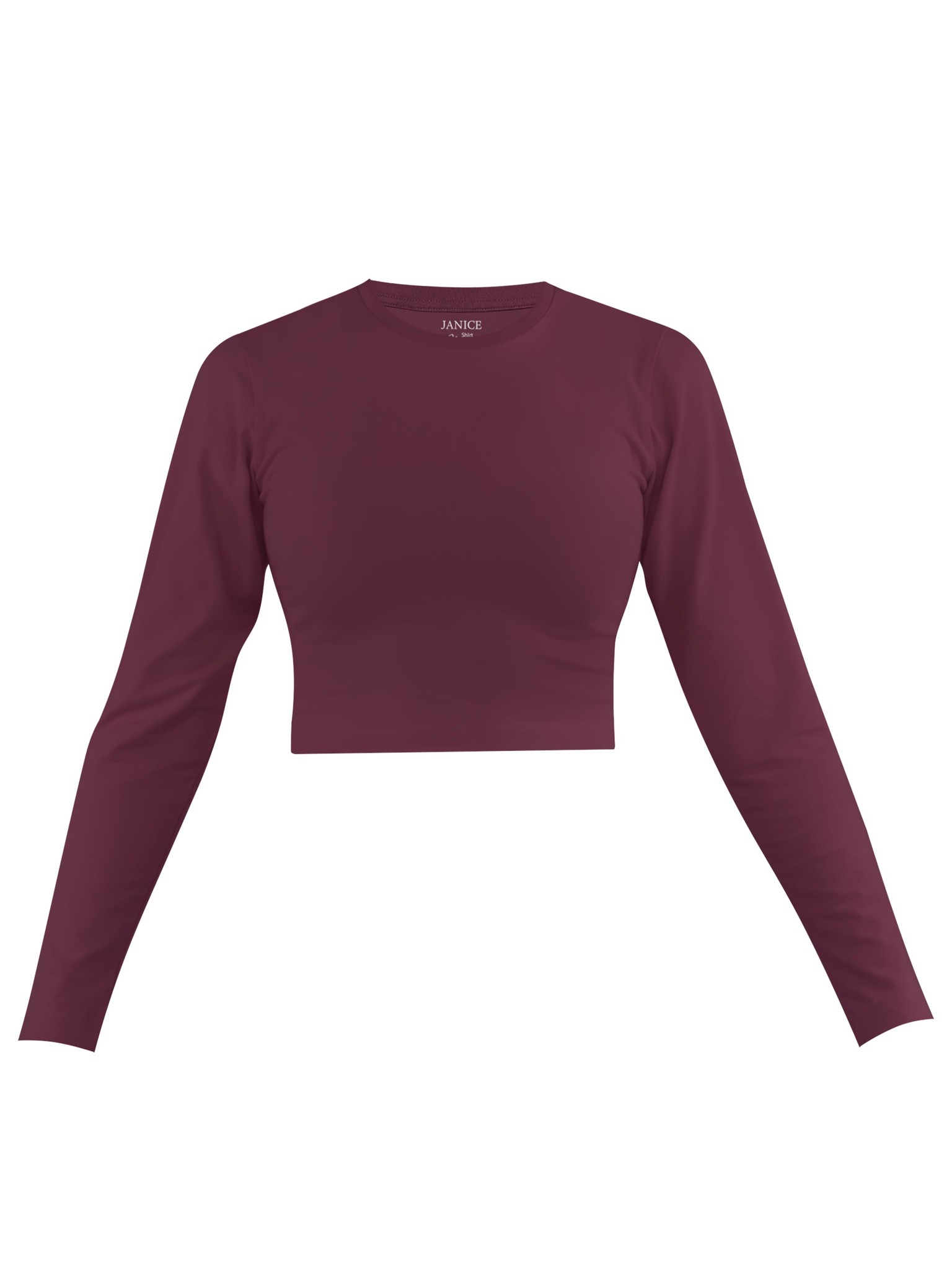 Zeige Details für Damen crop Langarmshirt hochgeschlossen „Noia“ Burgund Bild von Damen crop Langarmshirt hochgeschlossen „Noia“ Burgund
