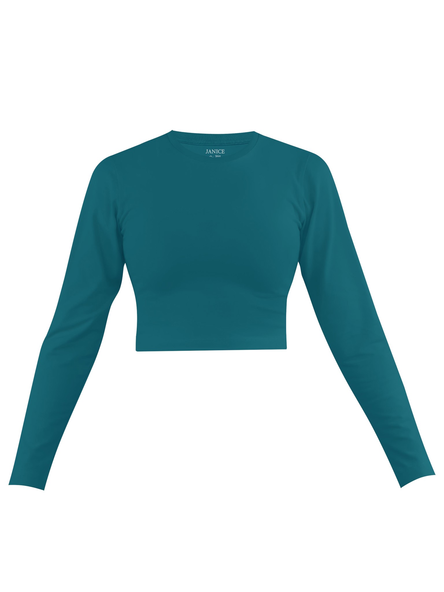 Zeige Details für Damen crop Langarmshirt hochgeschlossen „Noia“ Petrol Bild von Damen crop Langarmshirt hochgeschlossen „Noia“ Petrol