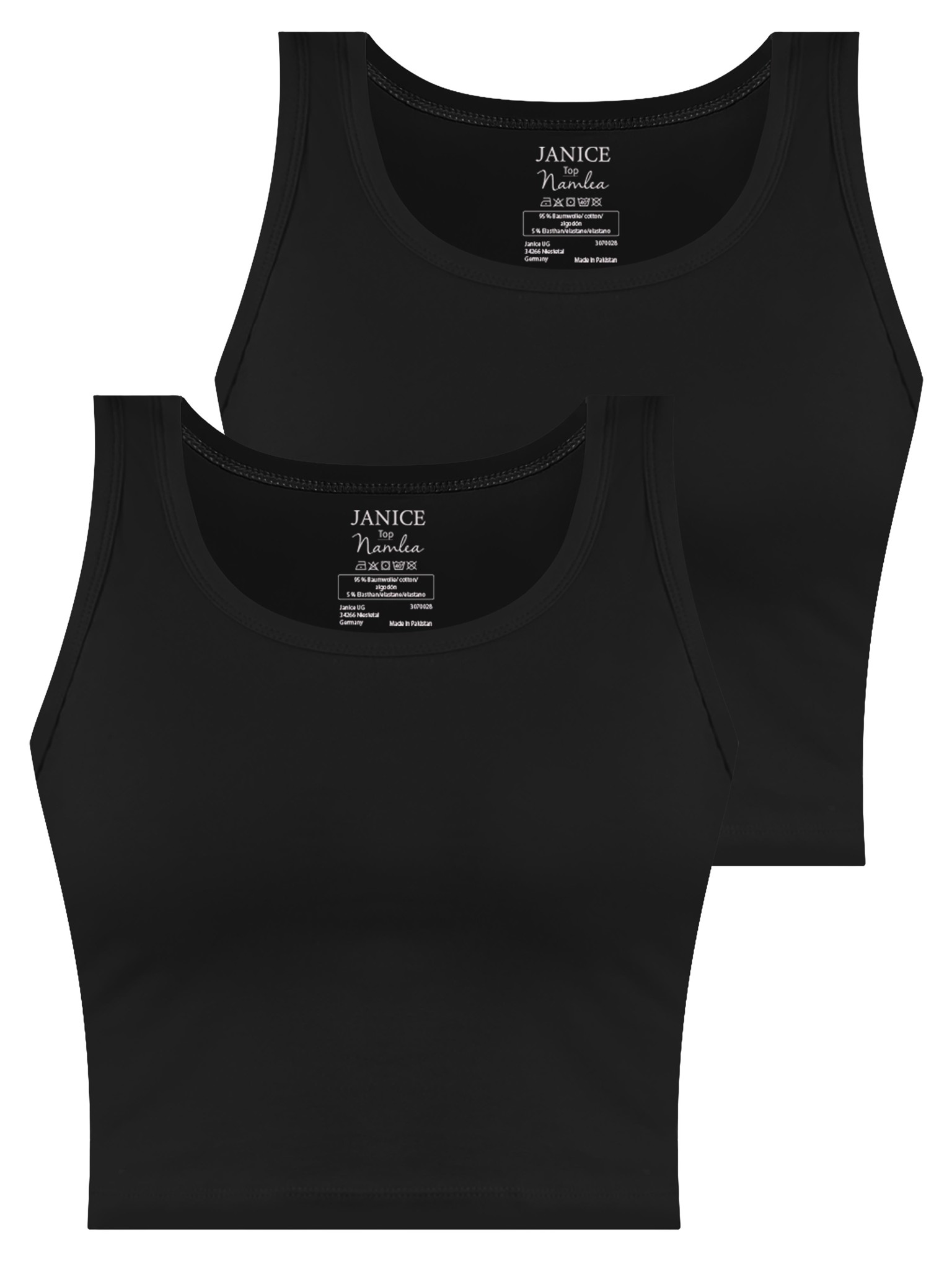 Zeige Details für 2 x Damen crop Top „Namlea“ Schwarz Bild von 2 x Damen crop Top „Namlea“ Schwarz