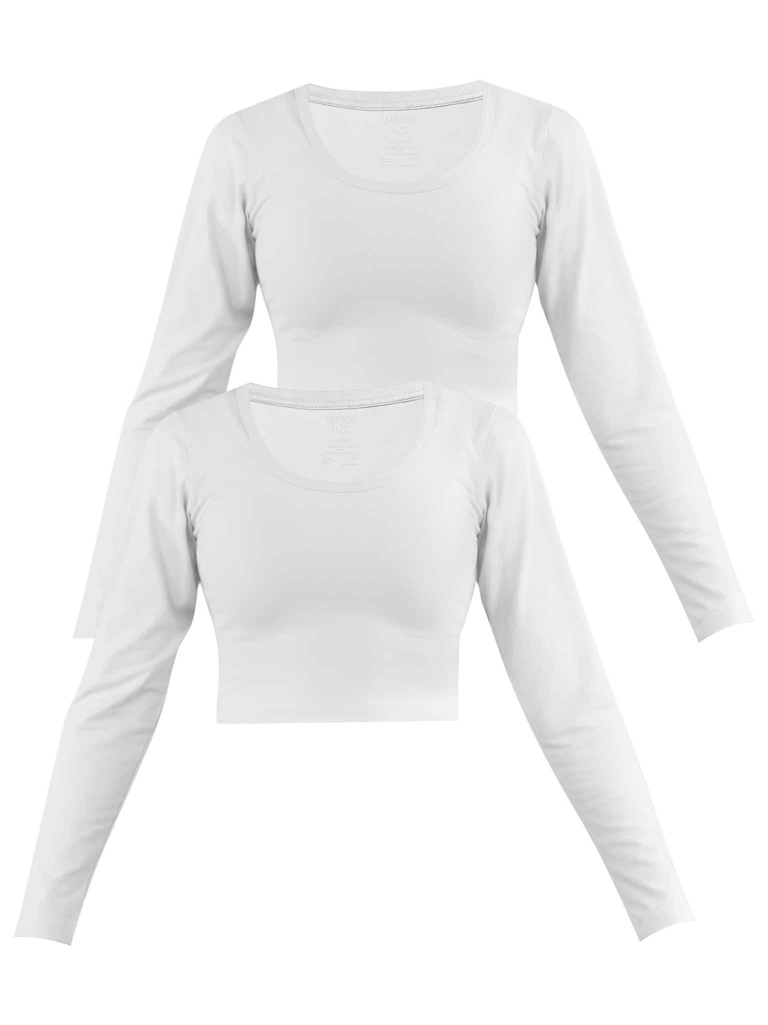 Zeige Details für 2 x Damen crop Langarmshirt „Nerja“ Weiß Bild von 2 x Damen crop Langarmshirt „Nerja“ Weiß
