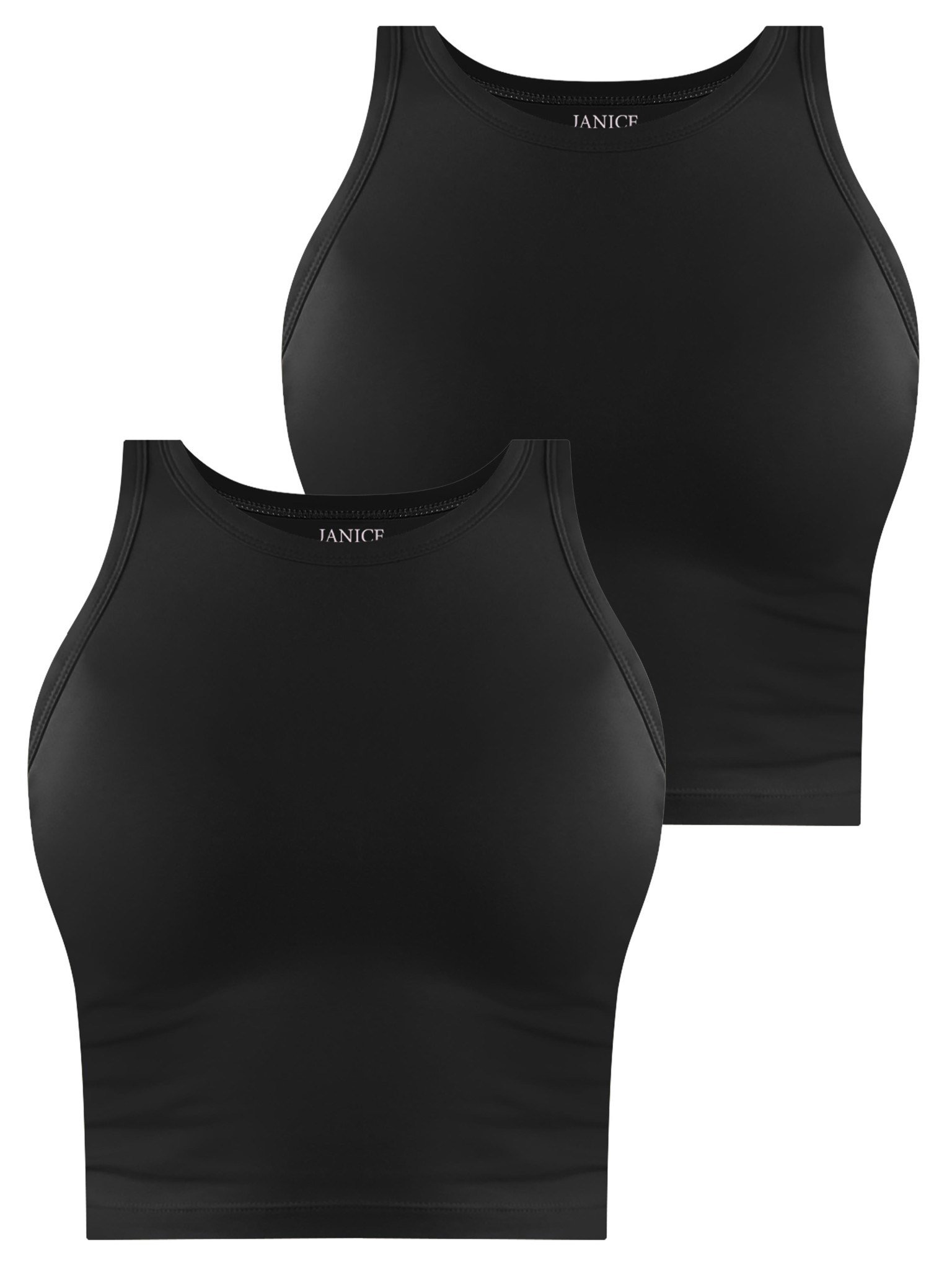 Zeige Details für 2 x Damen crop Top hochgeschlossen „Niah“ Schwarz Bild von 2 x Damen crop Top hochgeschlossen „Niah“ Schwarz