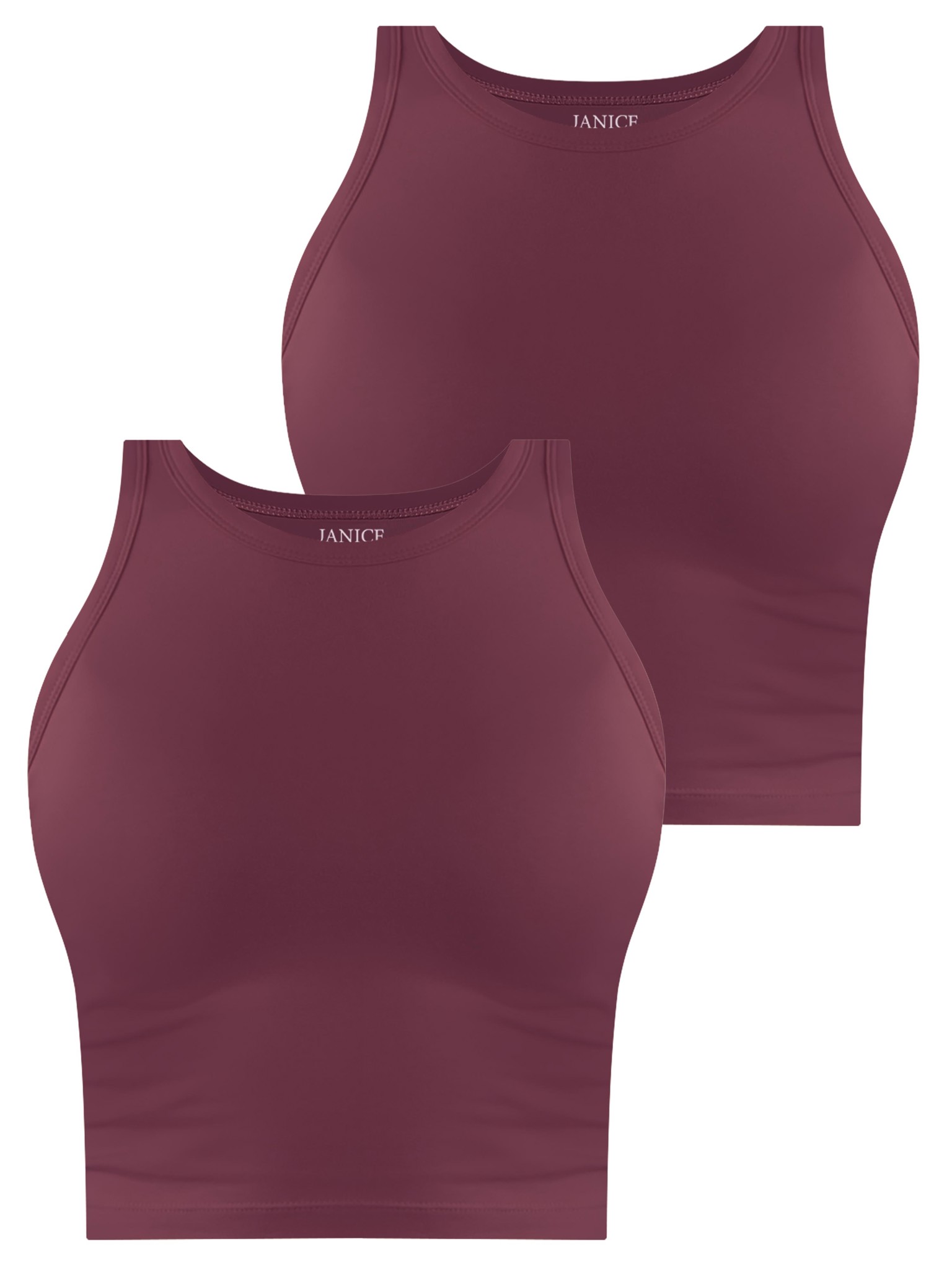 Zeige Details für 2 x Damen crop Top hochgeschlossen „Niah“ Burgund Bild von 2 x Damen crop Top hochgeschlossen „Niah“ Burgund