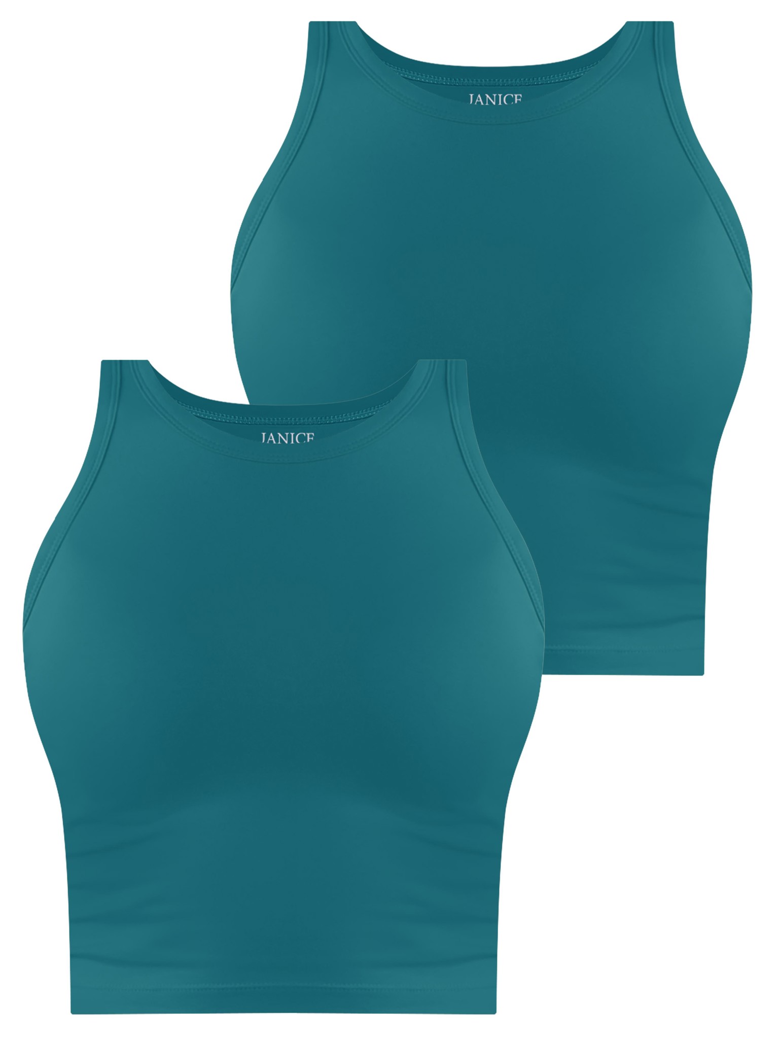 Zeige Details für 2 x Damen crop Top hochgeschlossen „Niah“ Petrol Bild von 2 x Damen crop Top hochgeschlossen „Niah“ Petrol