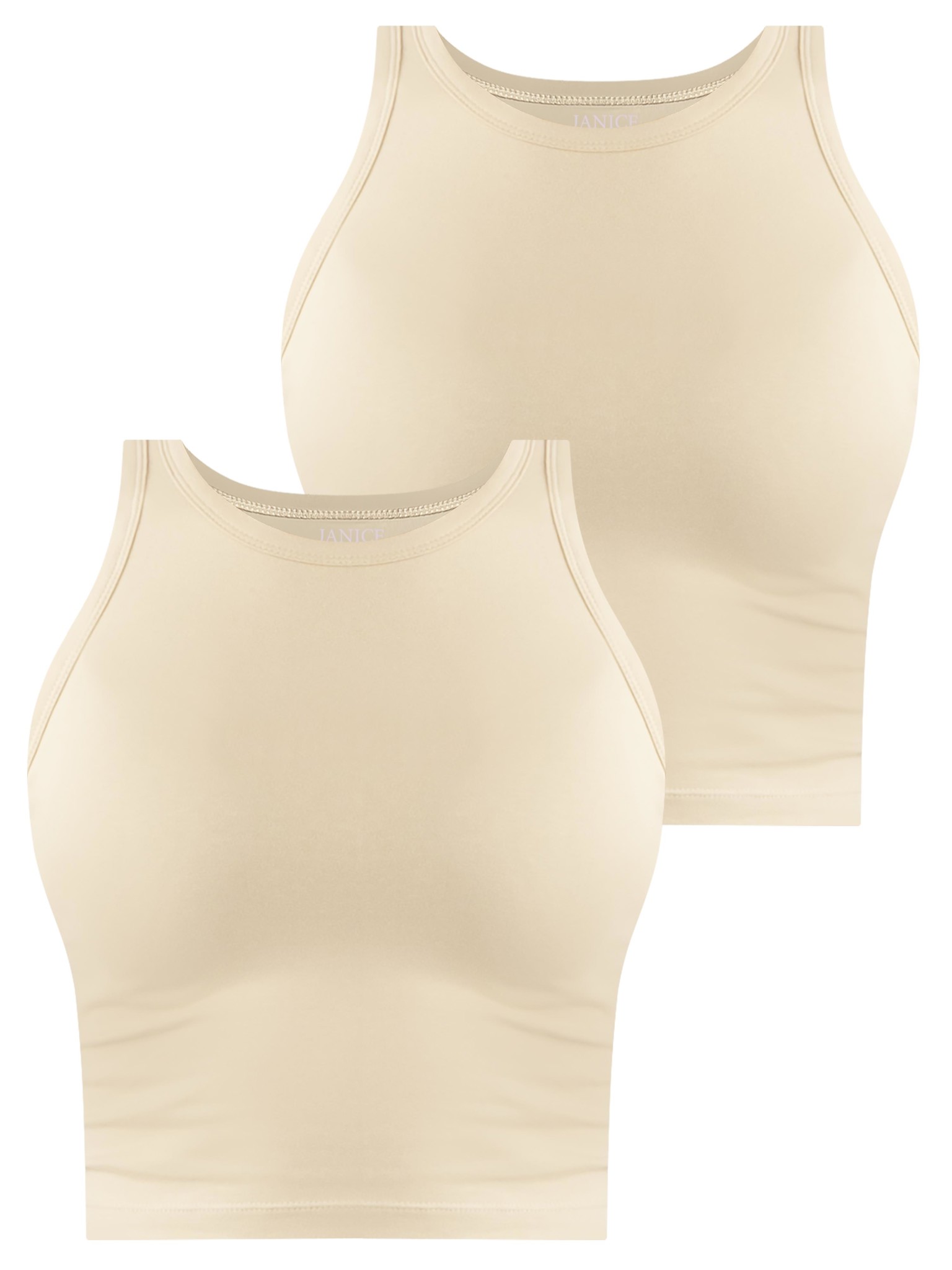 Zeige Details für 2 x Damen crop Top hochgeschlossen „Niah“ Beige Bild von 2 x Damen crop Top hochgeschlossen „Niah“ Beige