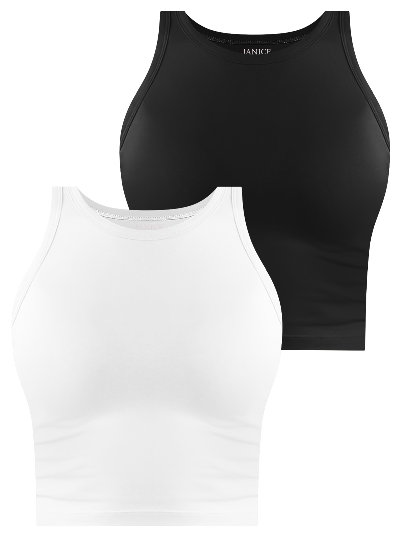 Zeige Details für 2 x Damen crop Top hochgeschlossen „Niah“ Schwarz/Weiß Bild von 2 x Damen crop Top hochgeschlossen „Niah“ Schwarz/Weiß