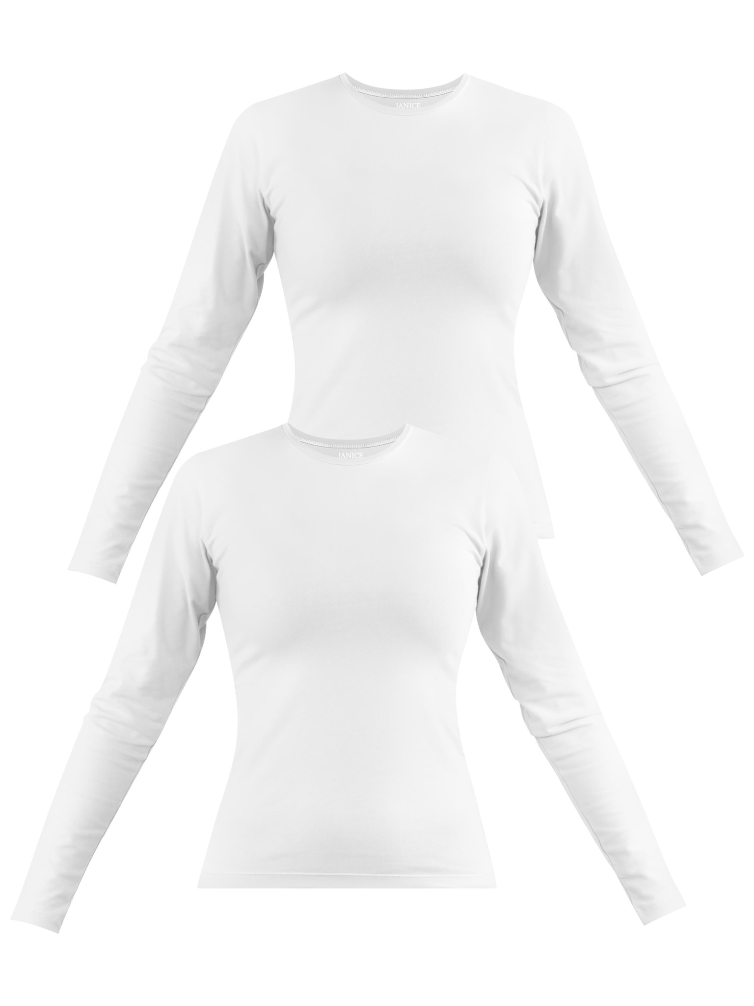 Zeige Details für 2 x Damen Langarmshirt hochgeschlossen „Niska“ Weiß Bild von 2 x Damen Langarmshirt hochgeschlossen „Niska“ Weiß