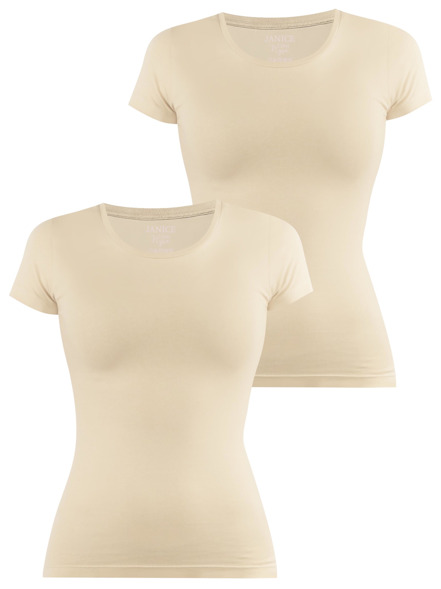 Zeige Details für 2 x Damen T-Shirt „Nysa“ Beige Bild von 2 x Damen T-Shirt „Nysa“ Beige