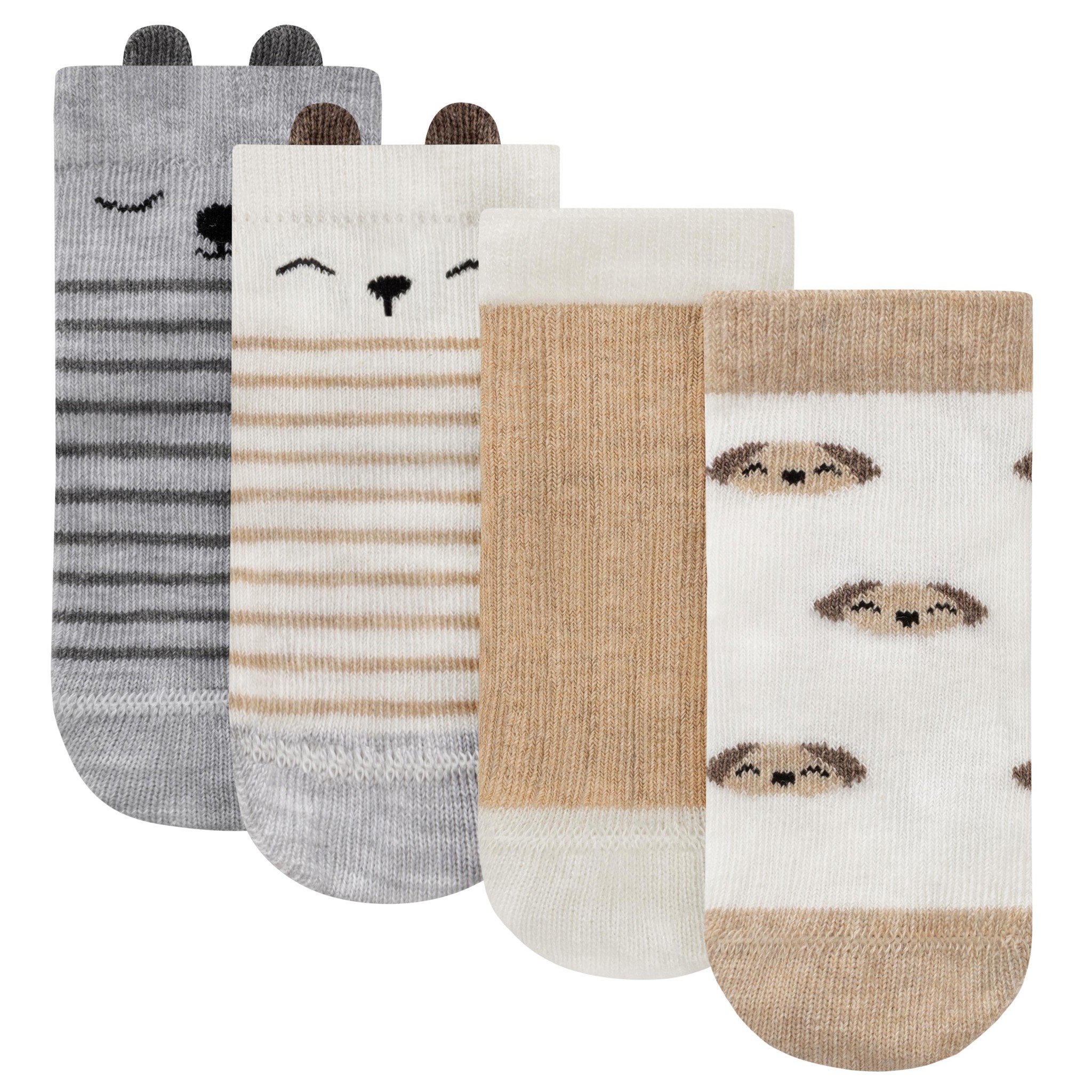 Zeige Details für 4 Paar Kindersocken mit Ohren Design Beige/Grau Bild von 4 Paar Kindersocken mit Ohren Design Beige/Grau